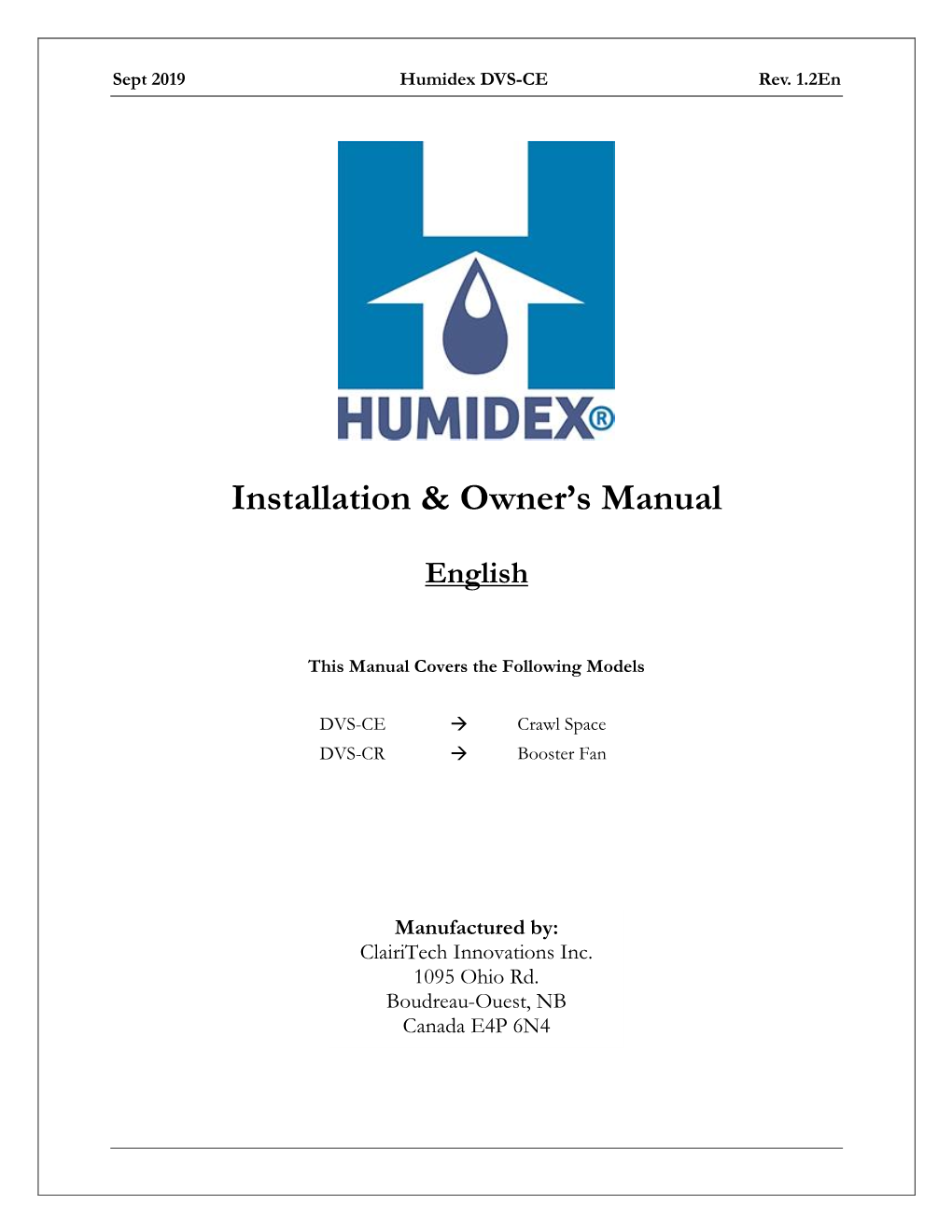 Installation & Owner's Manual