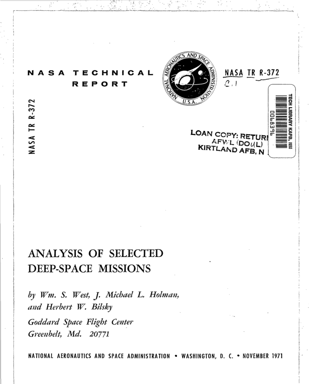 ANALYSIS of SELECTED DEEP-SPACE MISSIONS by Wm, So Wesg J