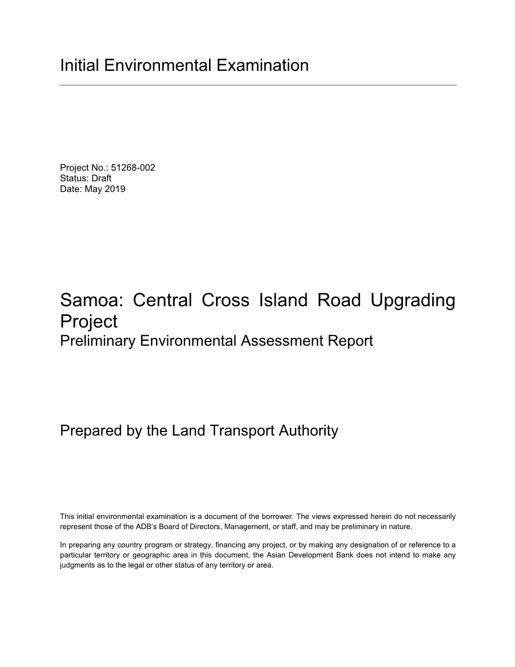 51268-002: Central Cross Island Road Upgrading Project