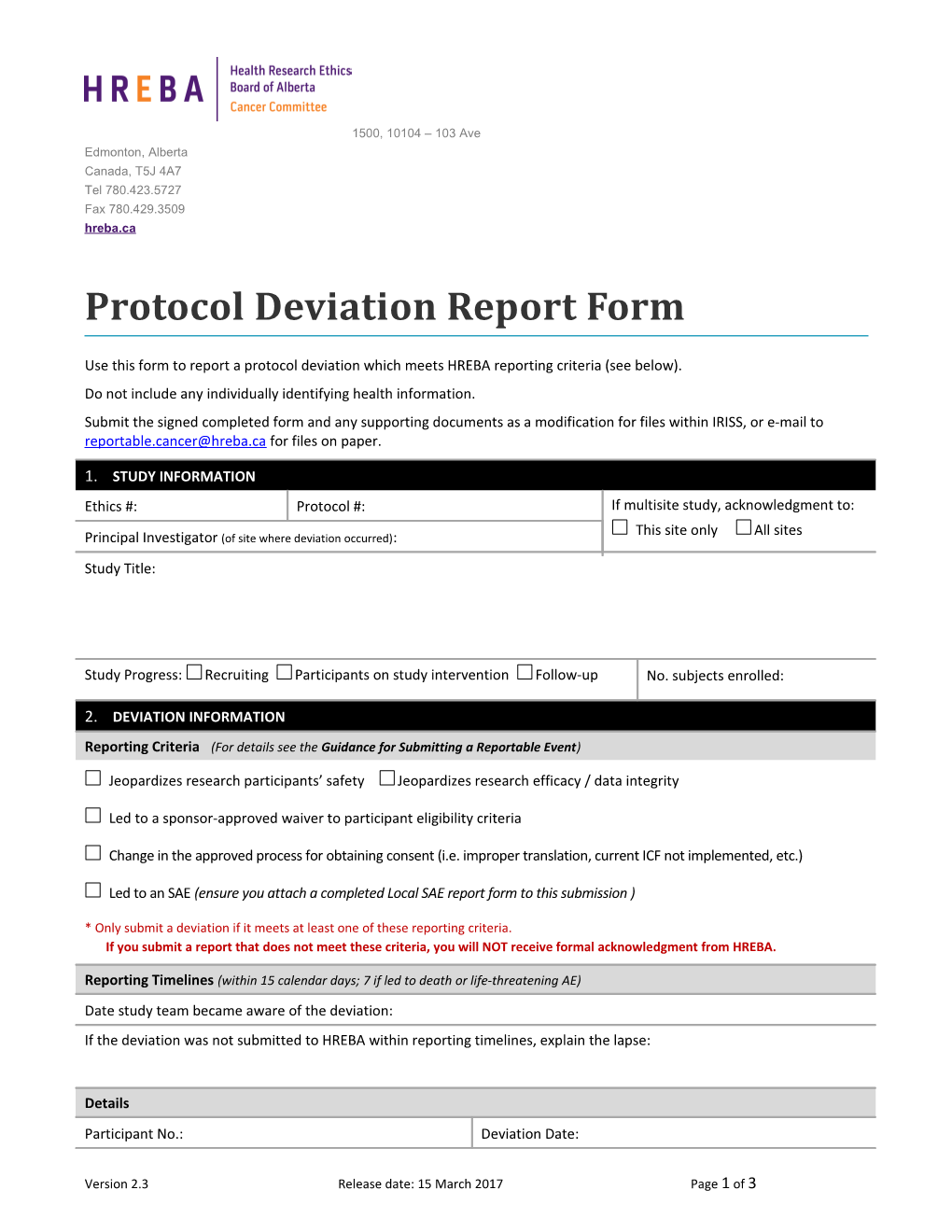 Local SAE Report Form