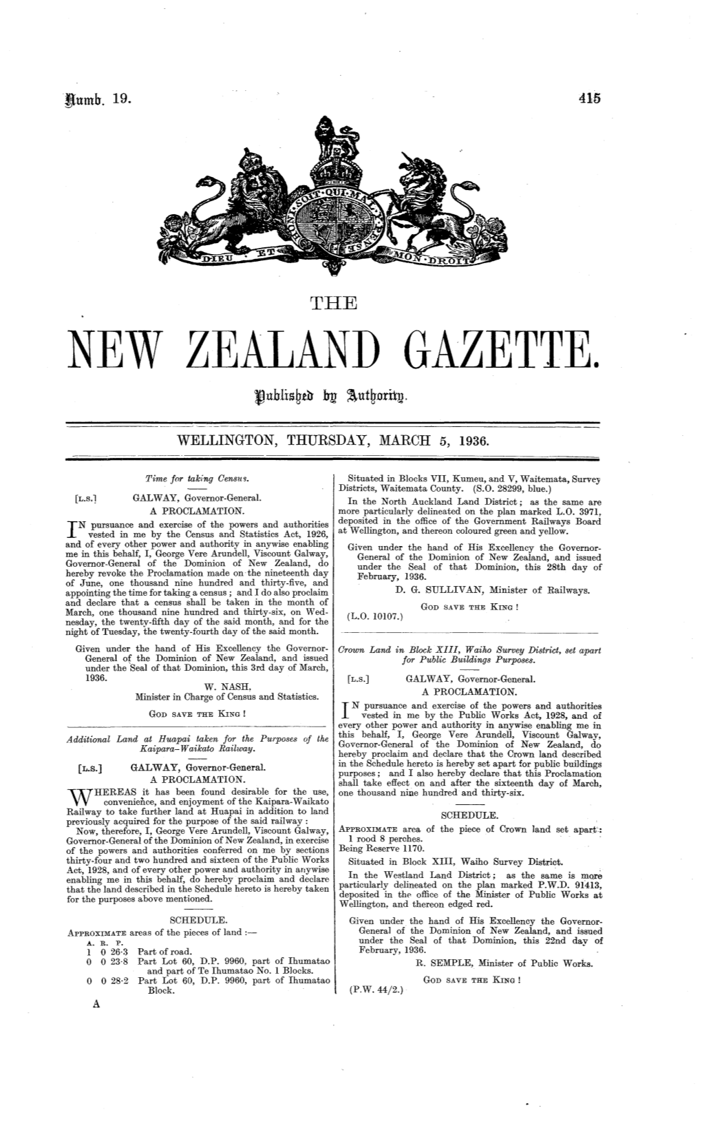 No 19, 5 March 1936