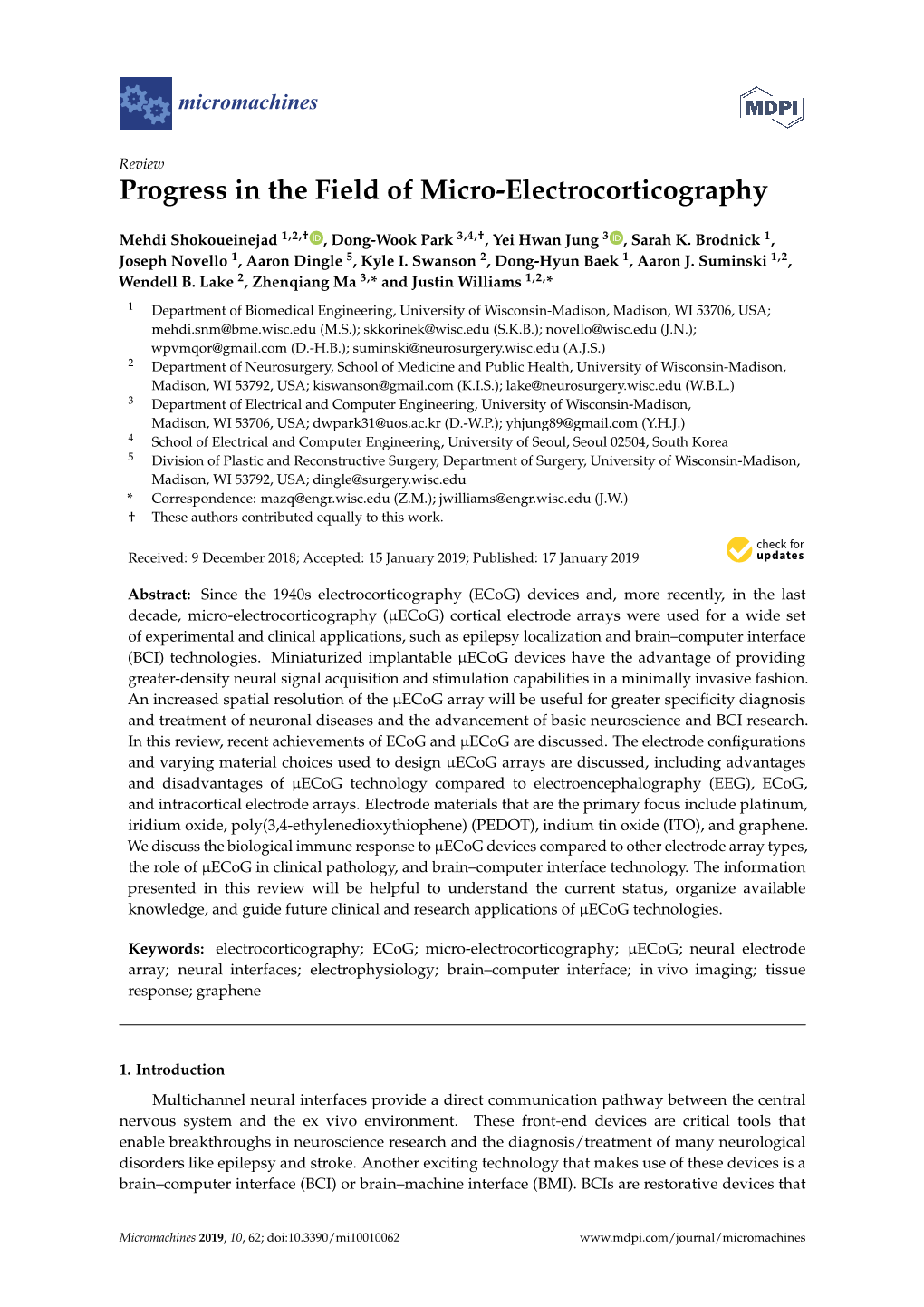 Progress in the Field of Micro-Electrocorticography