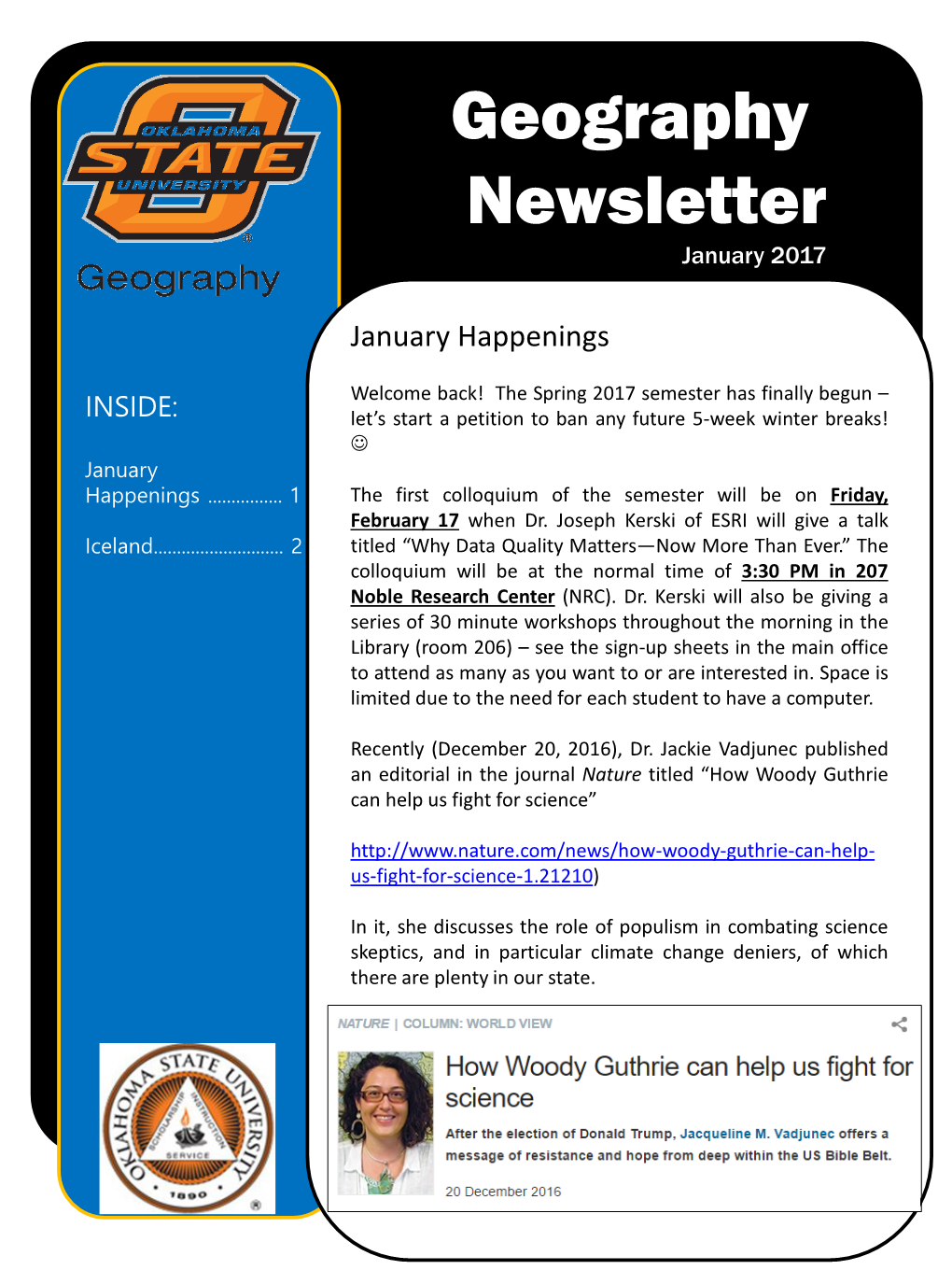 Geography Newsletter January 2017