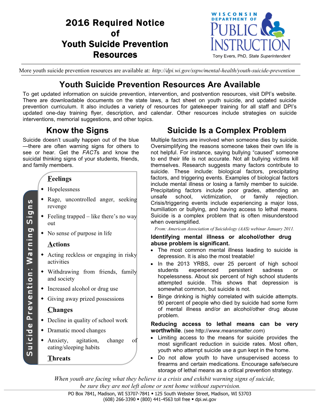 Youth Suicide Prevention Resources Are Available