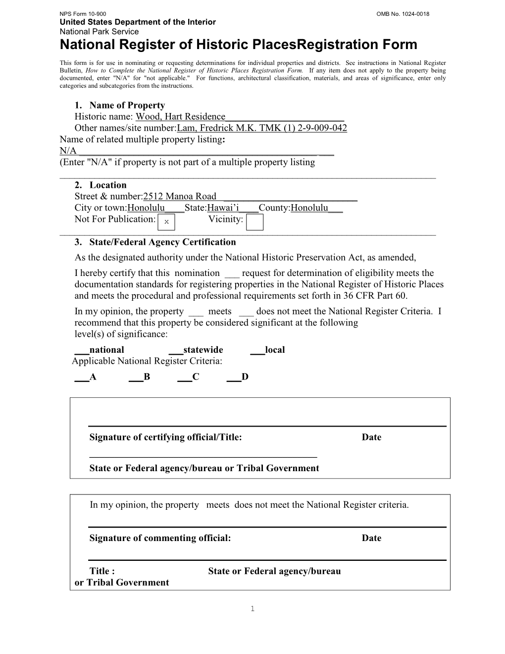 National Register of Historic Placesregistration Form