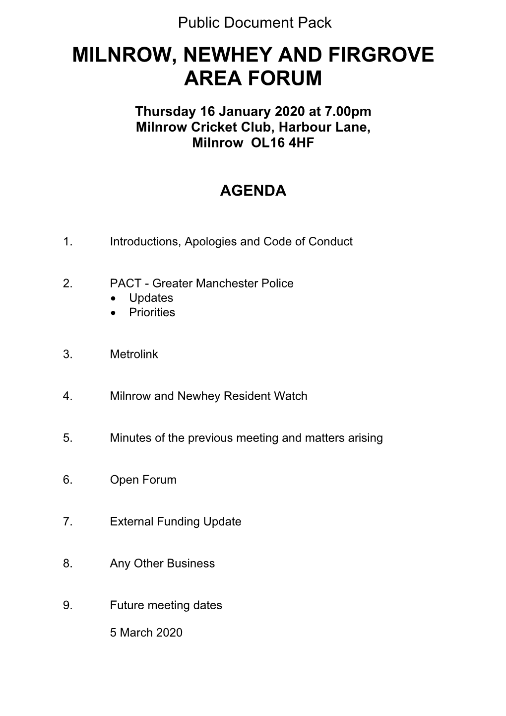 (Public Pack)Agenda Document for Milnrow, Newhey and Firgrove Area