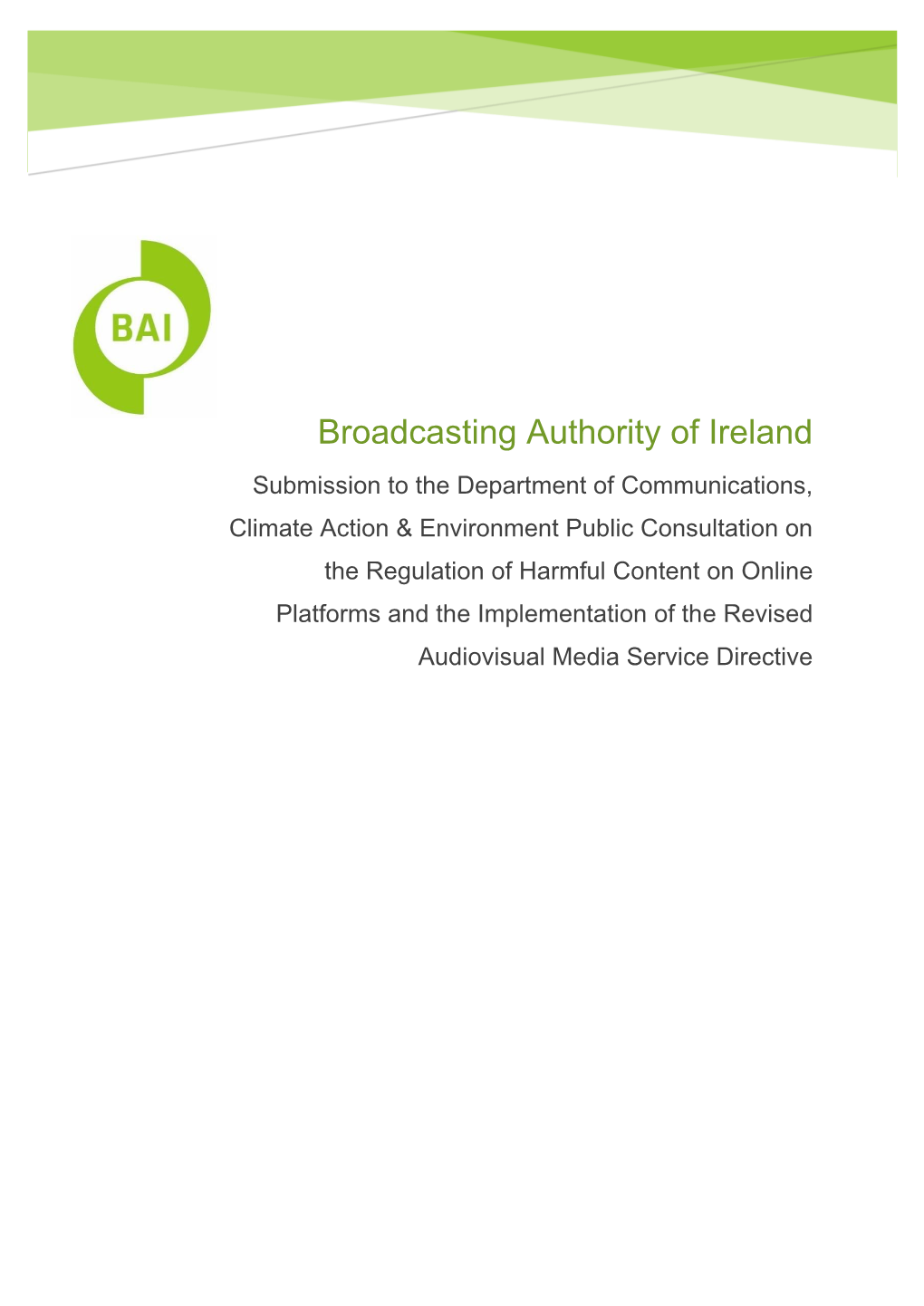 Broadcasting Authority of Ireland's Proposals to Government