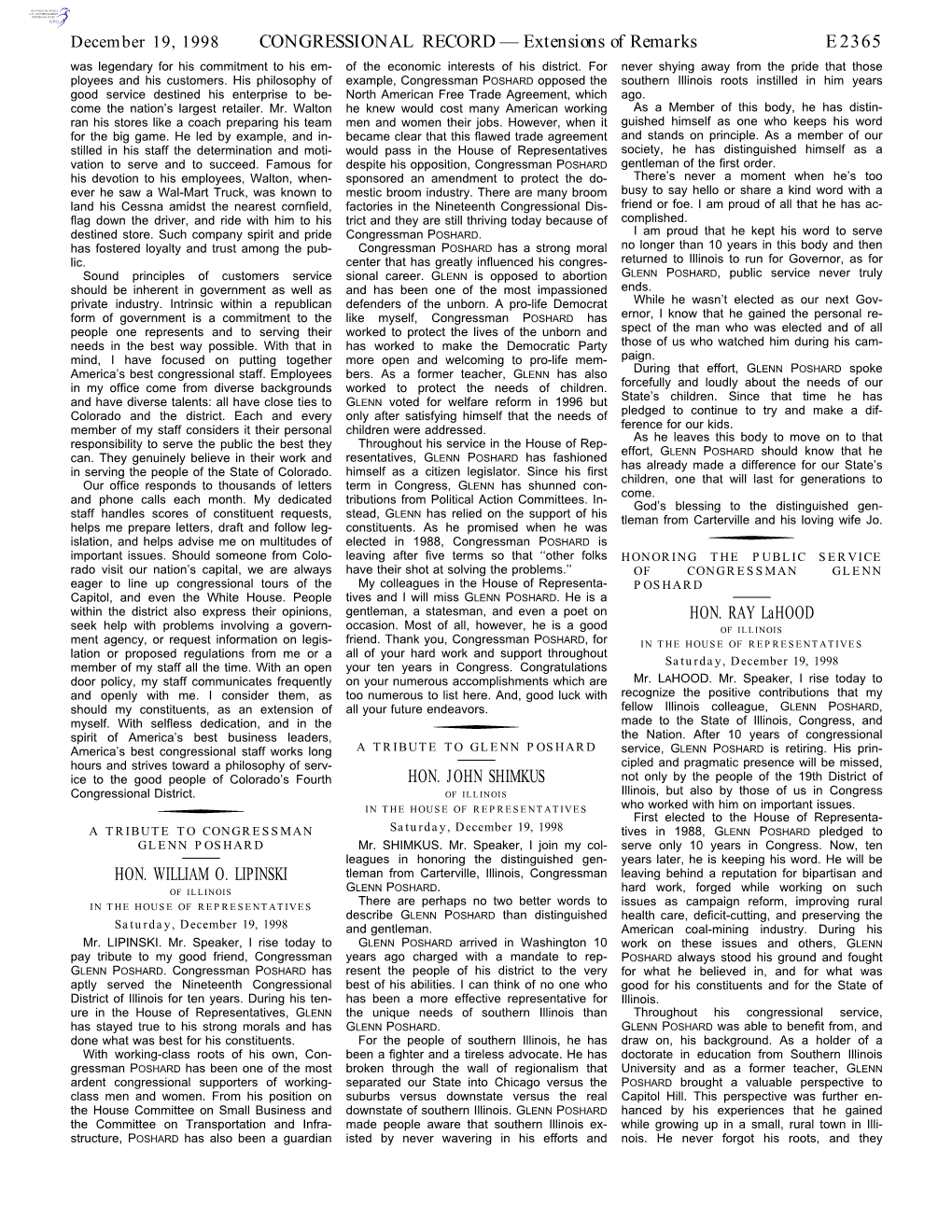 CONGRESSIONAL RECORD— Extensions of Remarks E2365 HON