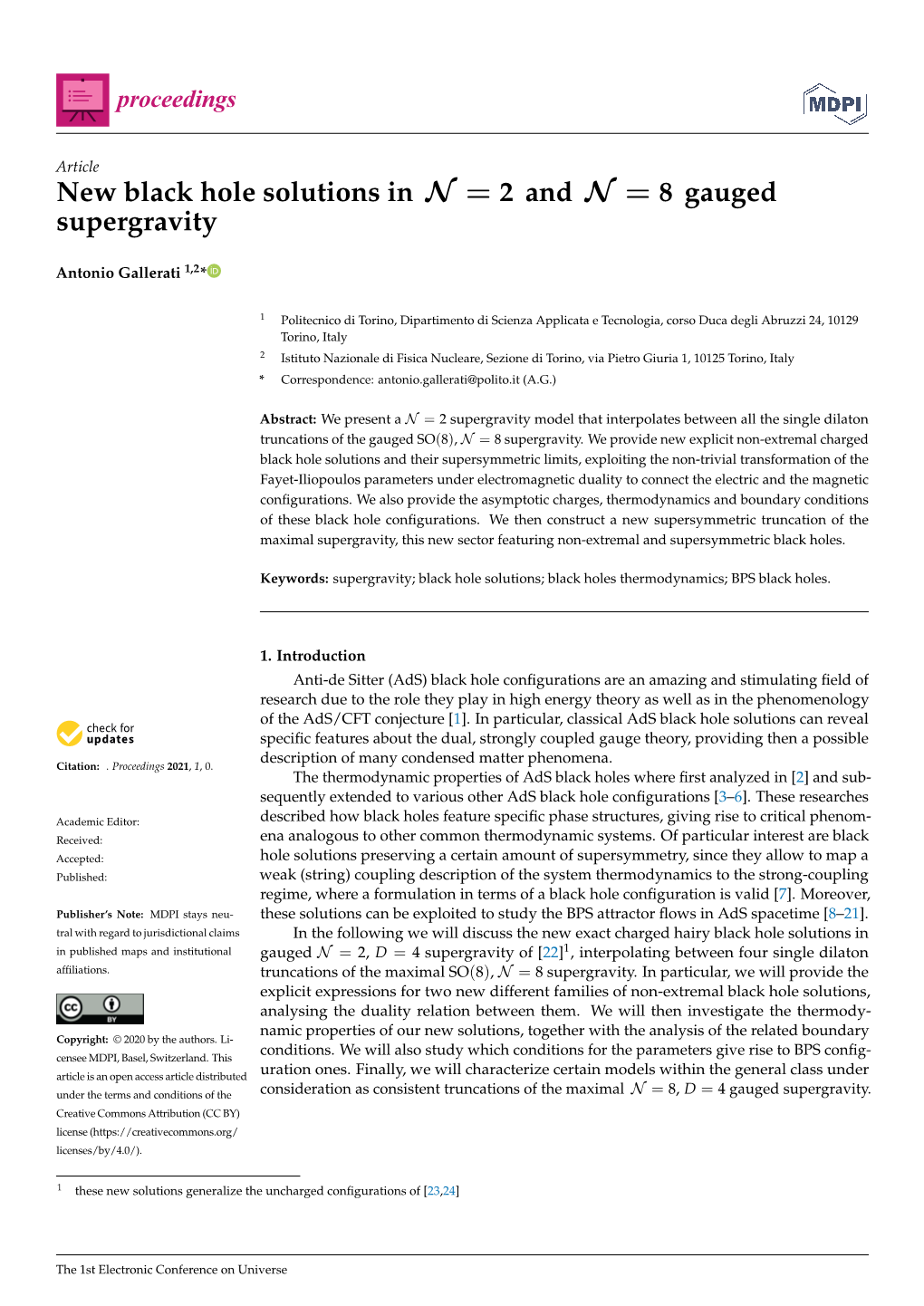 New Black Hole Solutions in N=2 and N=8 Gauged Supergravity