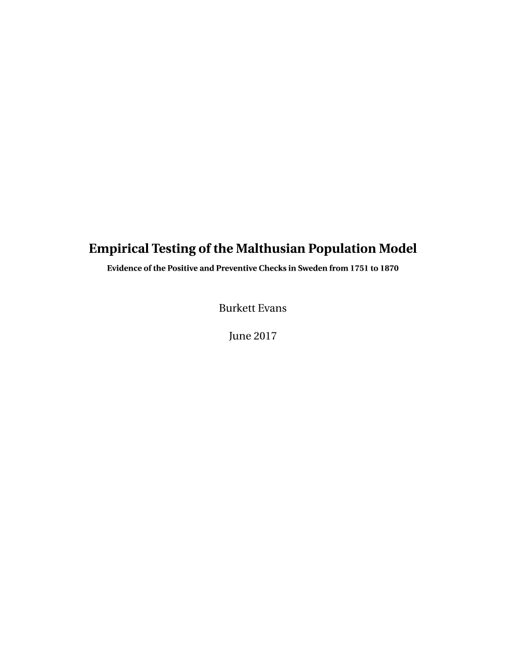 Empirical Testing of the Malthusian Population Model
