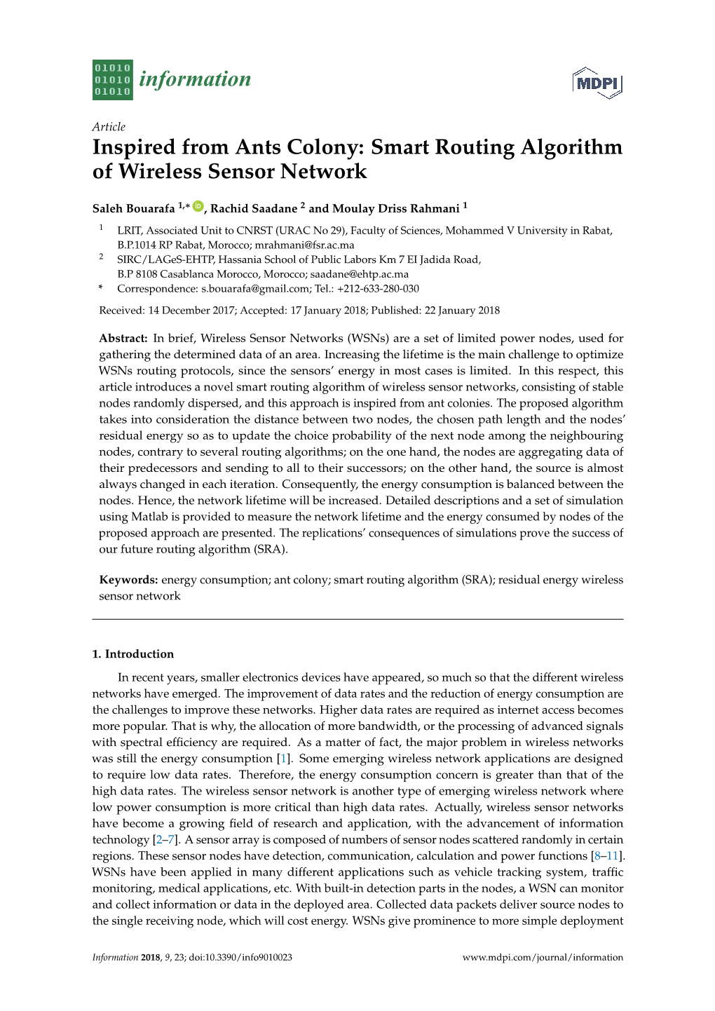 Smart Routing Algorithm of Wireless Sensor Network