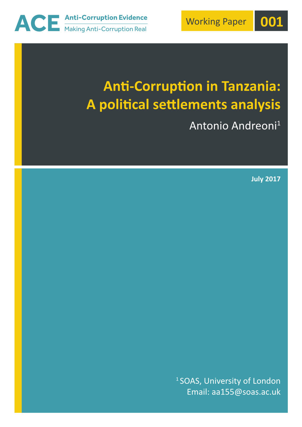 Anti-Corruption in Tanzania: a Political Settlements Analysis