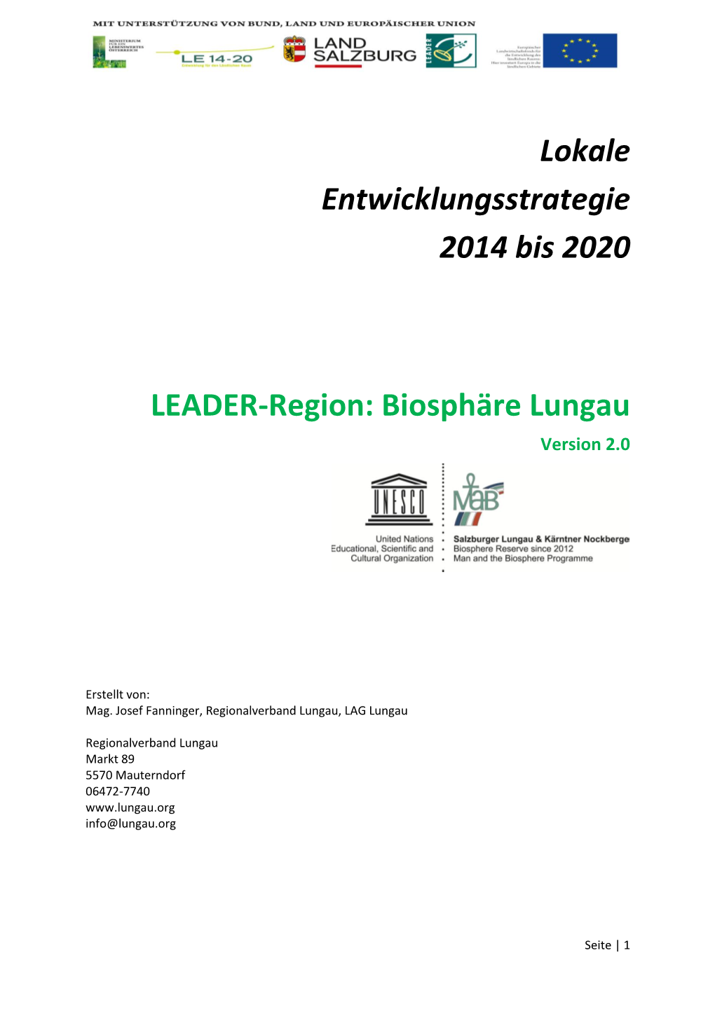 Lokale Entwicklungsstrategie 2014 Bis 2020