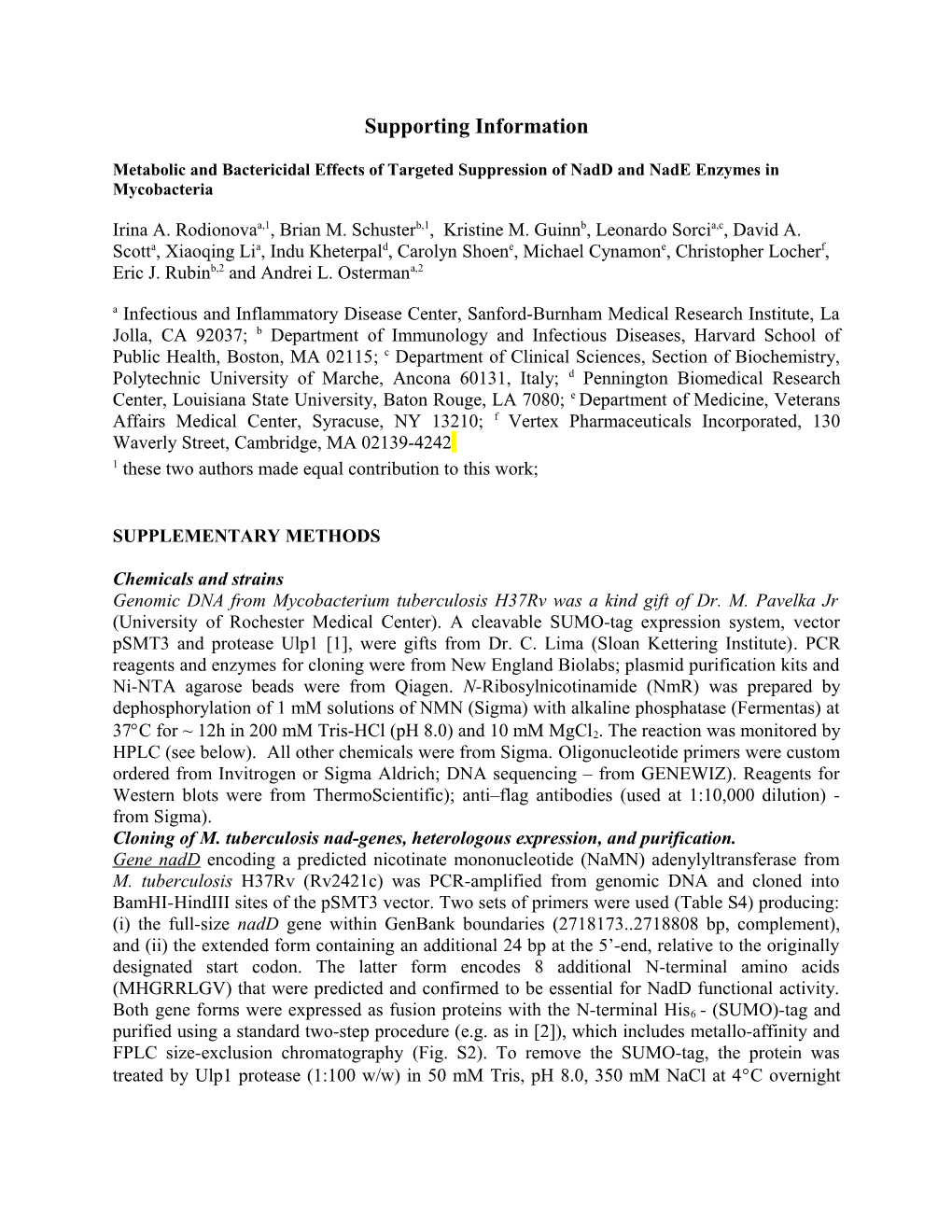 Metabolic and Bactericidal Effects of Targeted Suppression of Nadd and Nade Enzymes In