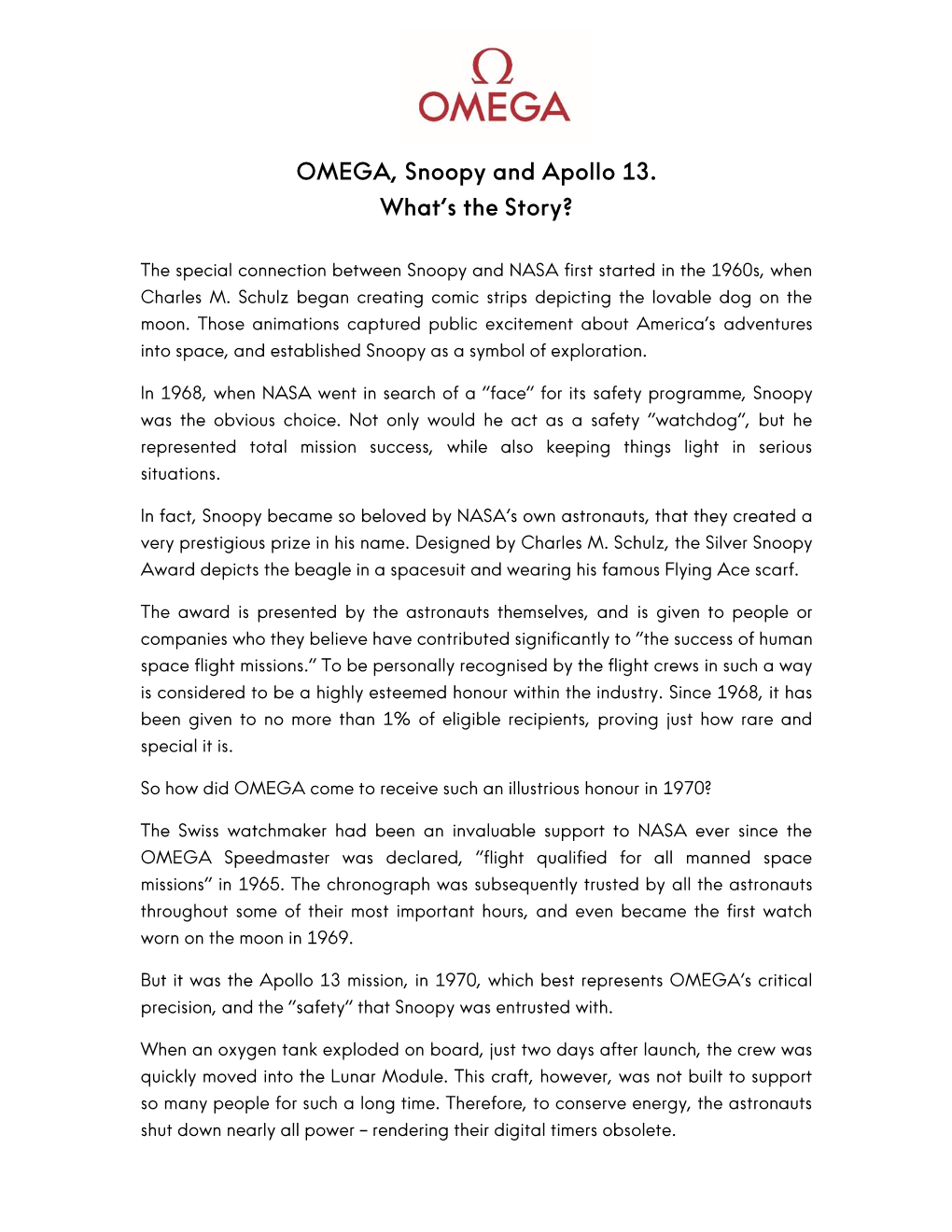 Omega & Snoopy Download PDF ( 259.67