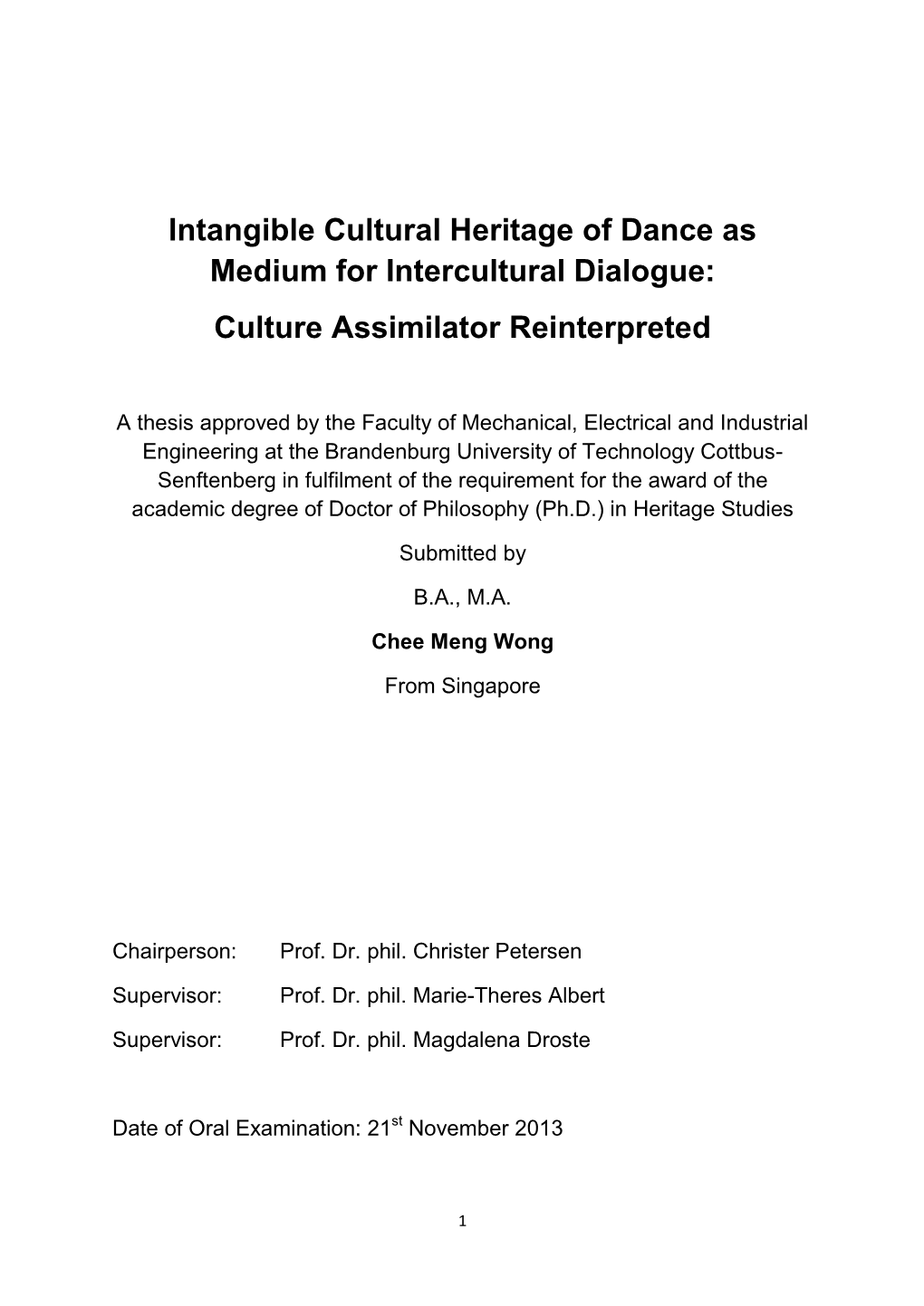 Intangible Cultural Heritage of Dance As Medium for Intercultural Dialogue: Culture Assimilator Reinterpreted