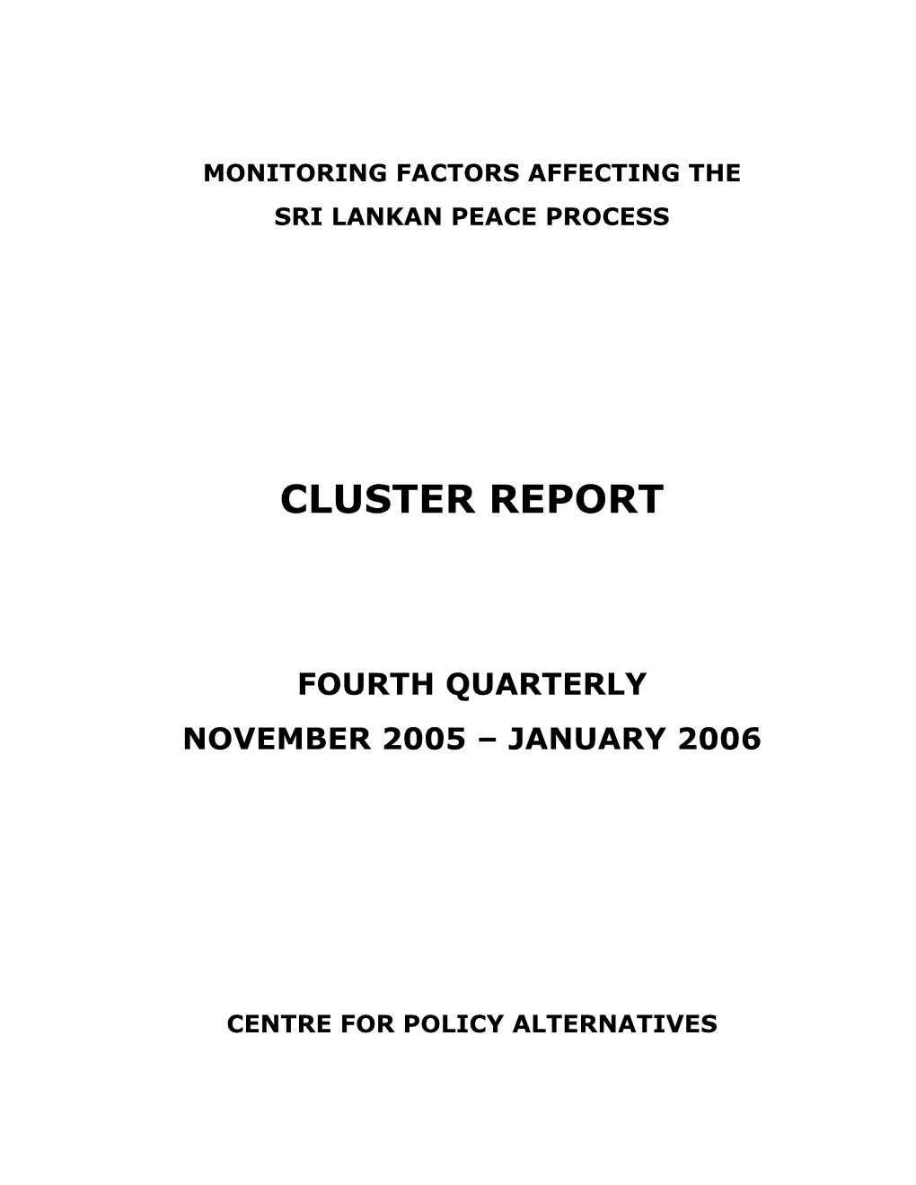 Cluster Report