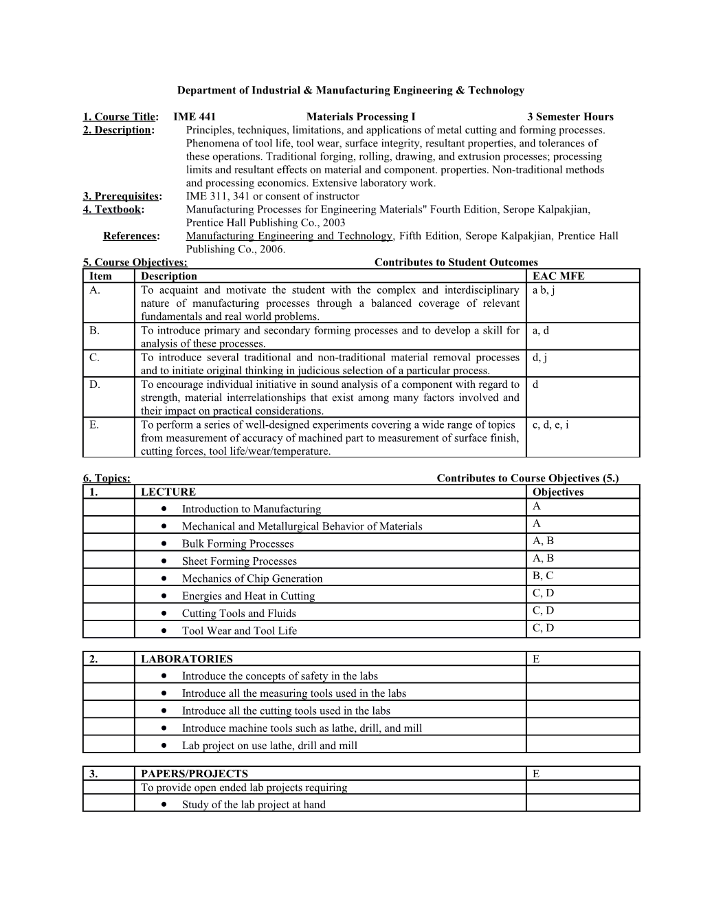 Department of Industrial & Manufacturing Engineering & Technology s1