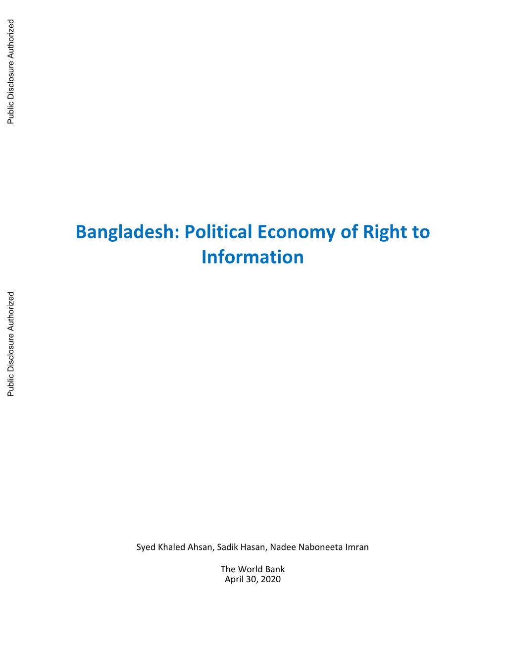 Bangladesh: Political Economy of Right To