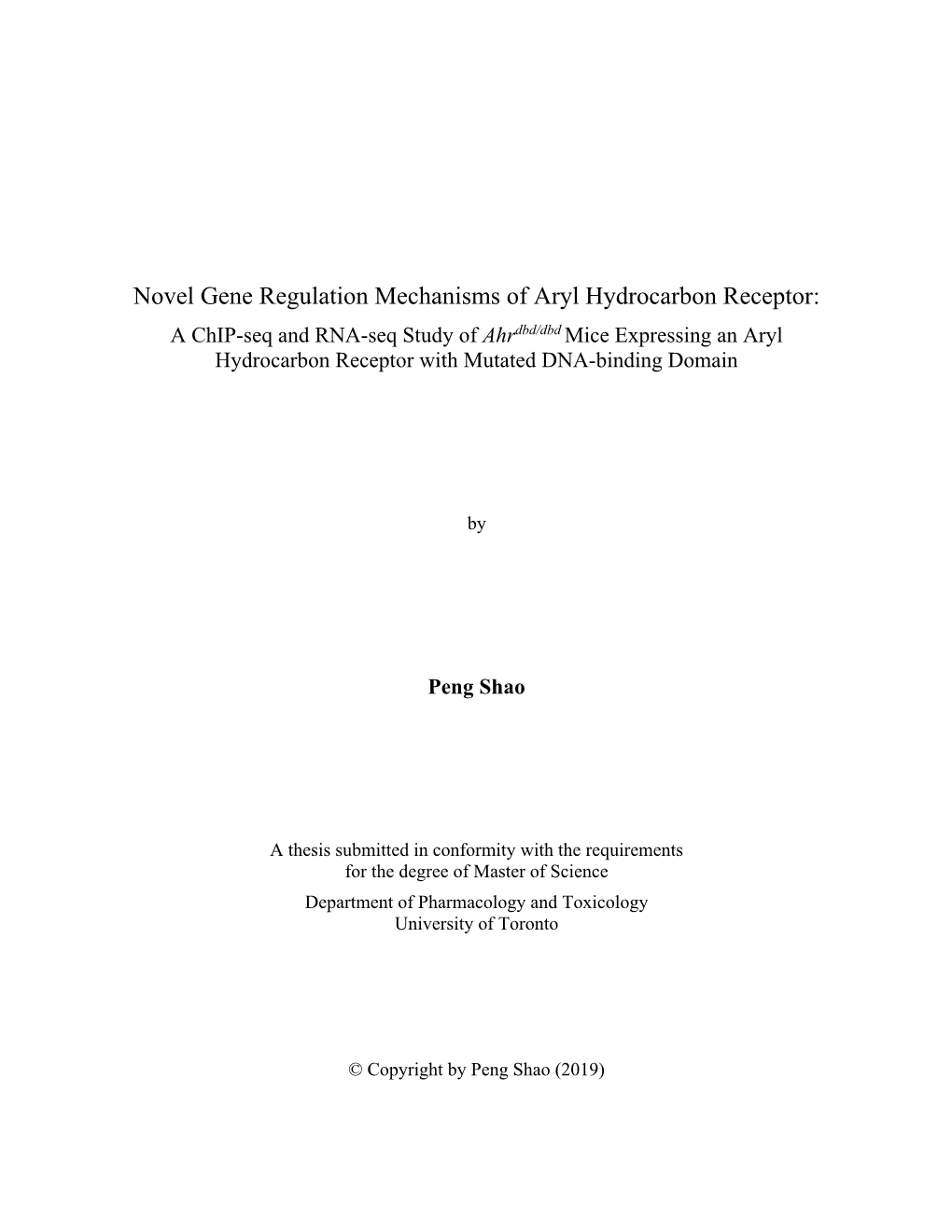 Novel Gene Regulation Mechanisms of Aryl Hydrocarbon Receptor