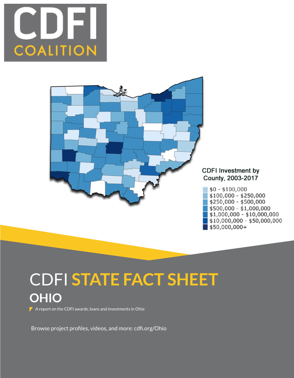 STATE FACT SHEET OHIO a Report on the CDFI Awards, Loans and Investments in Ohio