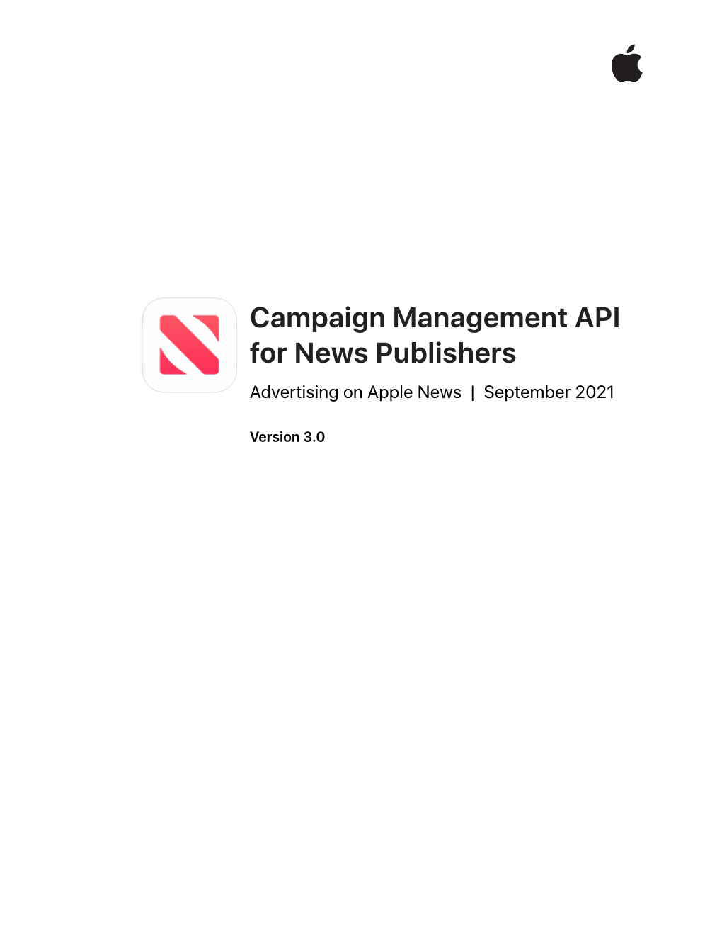 Campaign Management API for News Publishers Advertising on Apple News | September 2021