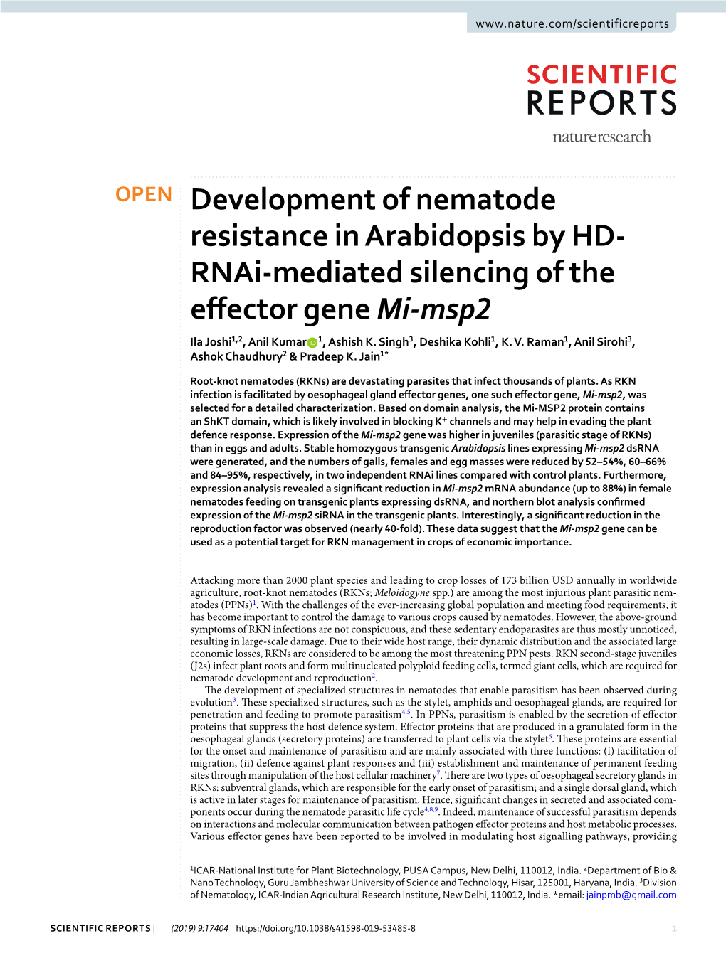 Rnai-Mediated Silencing of the Effector Gene Mi-Msp2