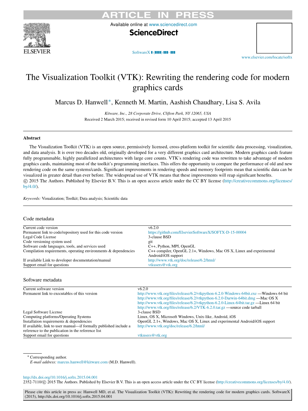 (VTK): Rewriting the Rendering Code for Modern Graphics Cards