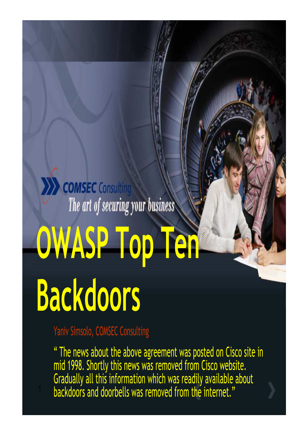 OWASP 10 Most Common Backdoors