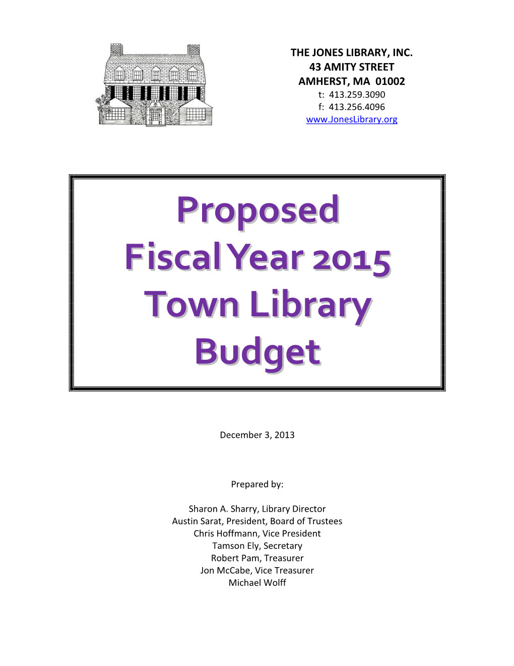 Proposed FY2015 Budget