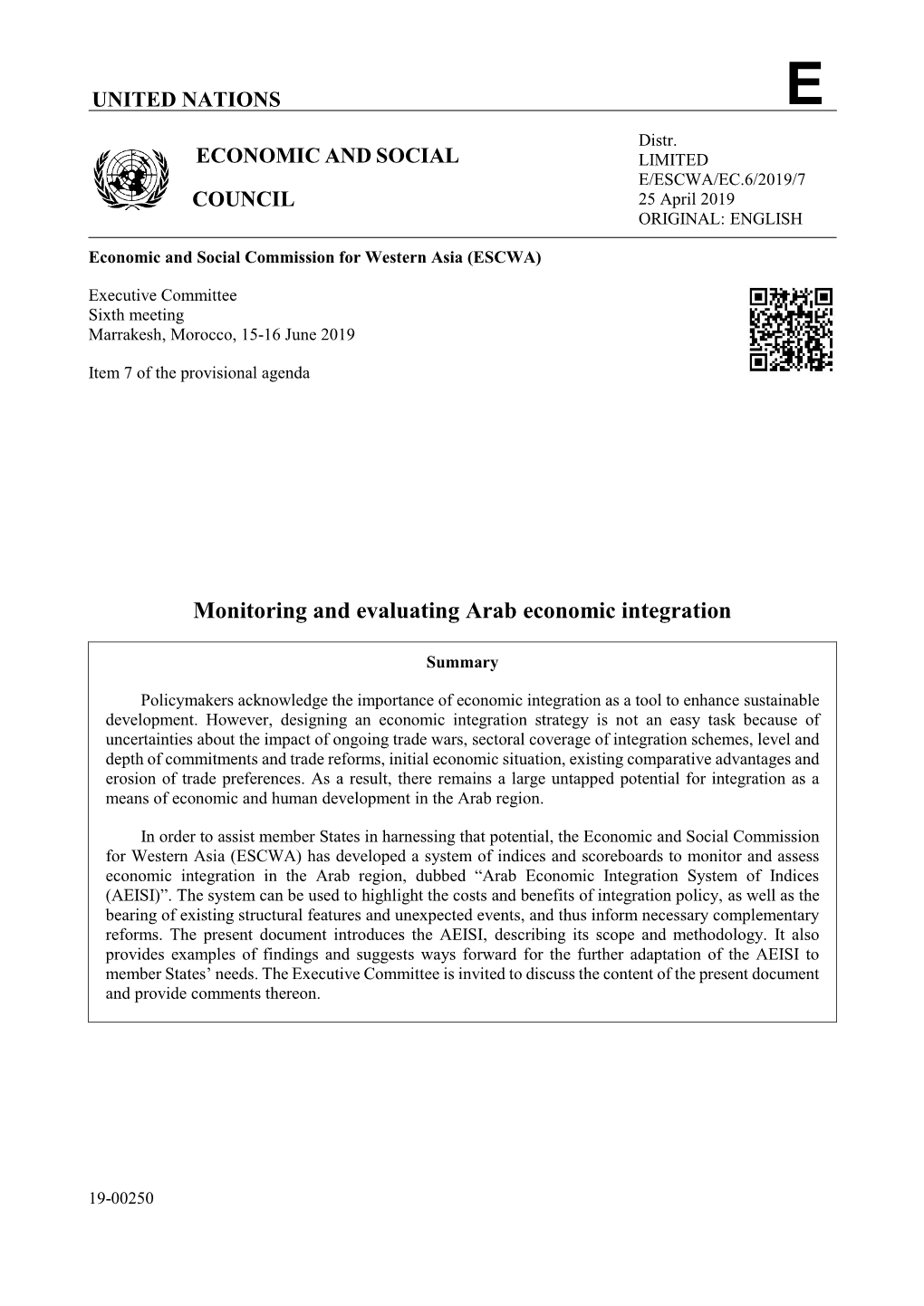 Monitoring and Evaluating Arab Economic Integration