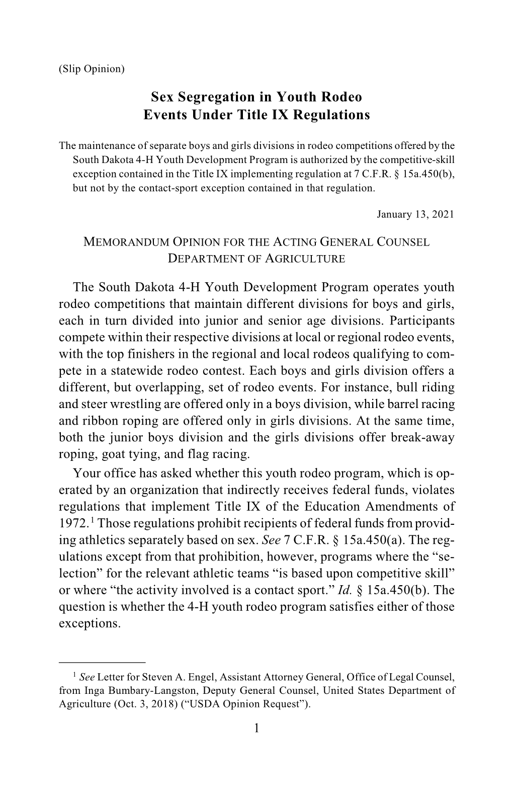 Sex Segregation in Youth Rodeo Events Under Title IX Regulations