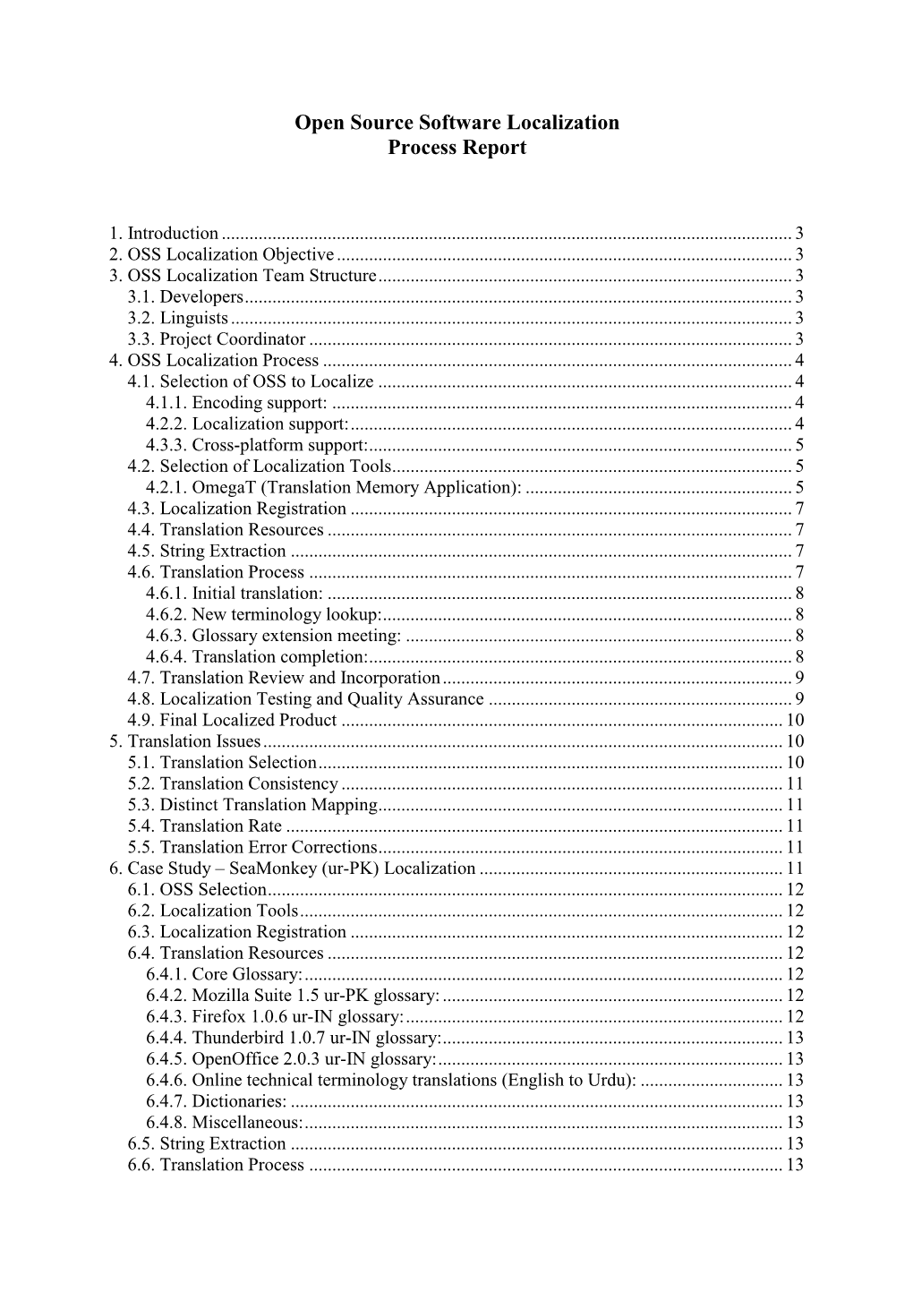 Oss Localization Process Report