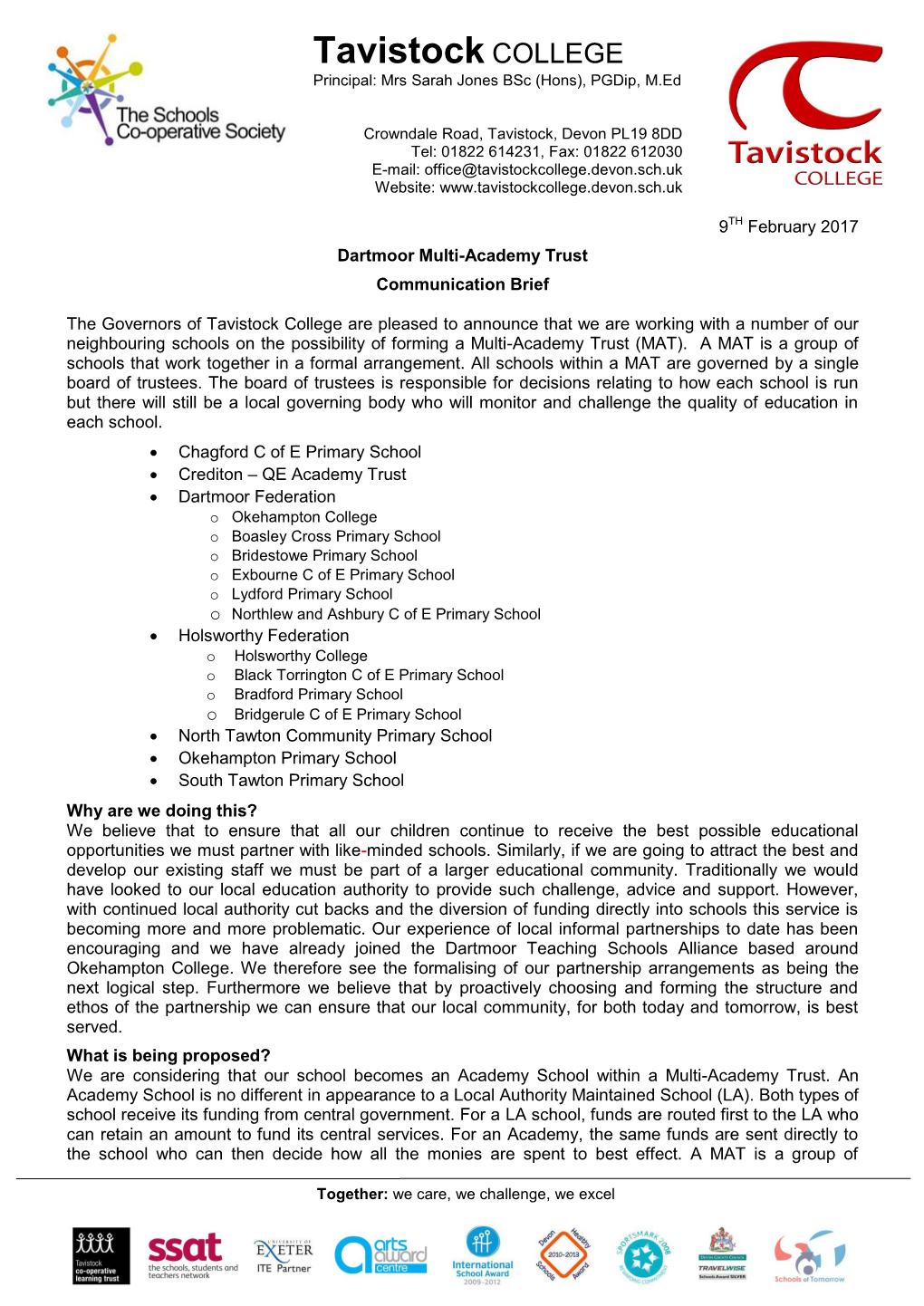 Dartmoor Multi-Academy Trust Communication