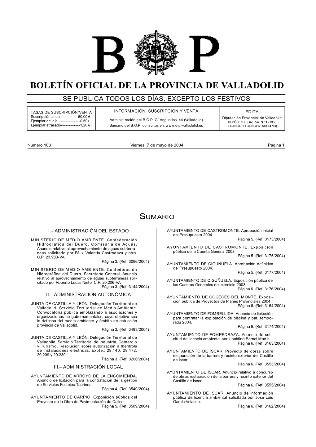 Boletín Oficial De La Provincia De Valladolid