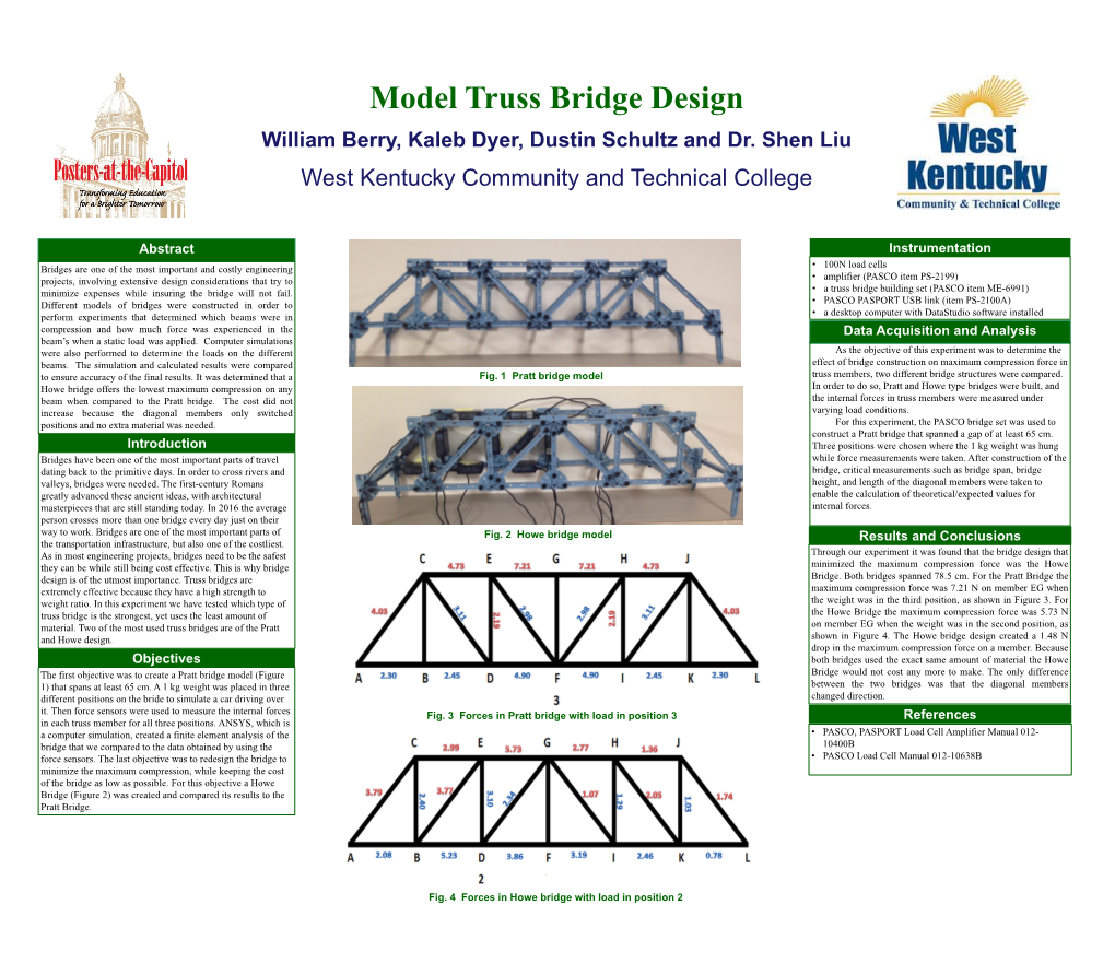 Model Truss Bridge Design William Berry, Kaleb Dyer, Dustin Schultz and Dr