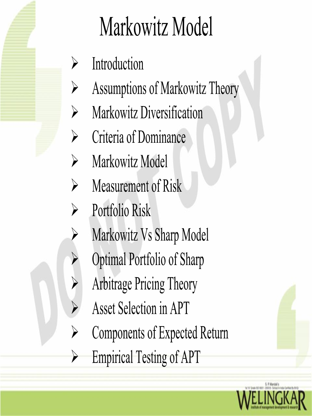 Markowitz Model