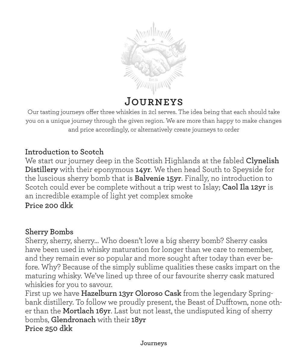 Journeys Our Tasting Journeys Offer Three Whiskies in 2Cl Serves
