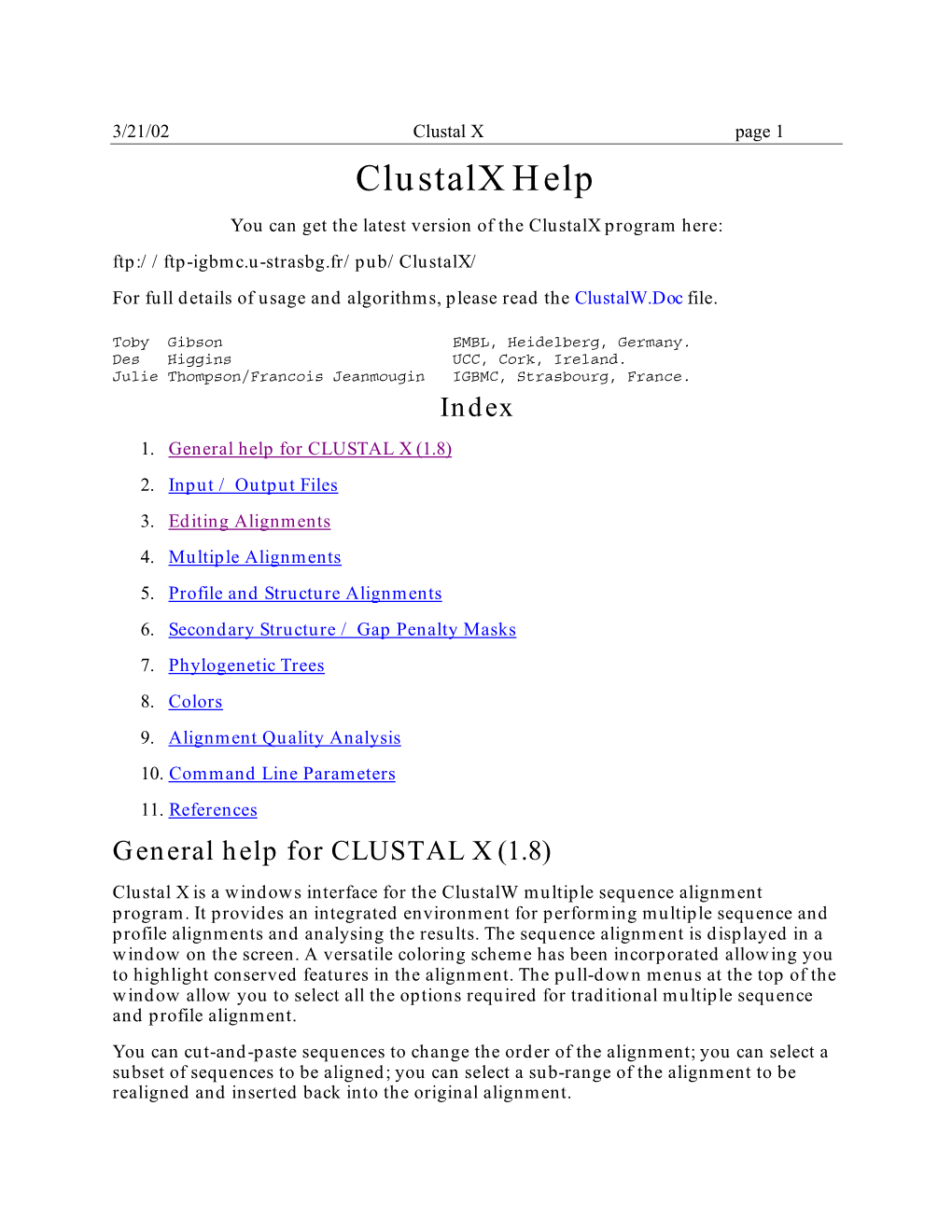 Clustalx Help