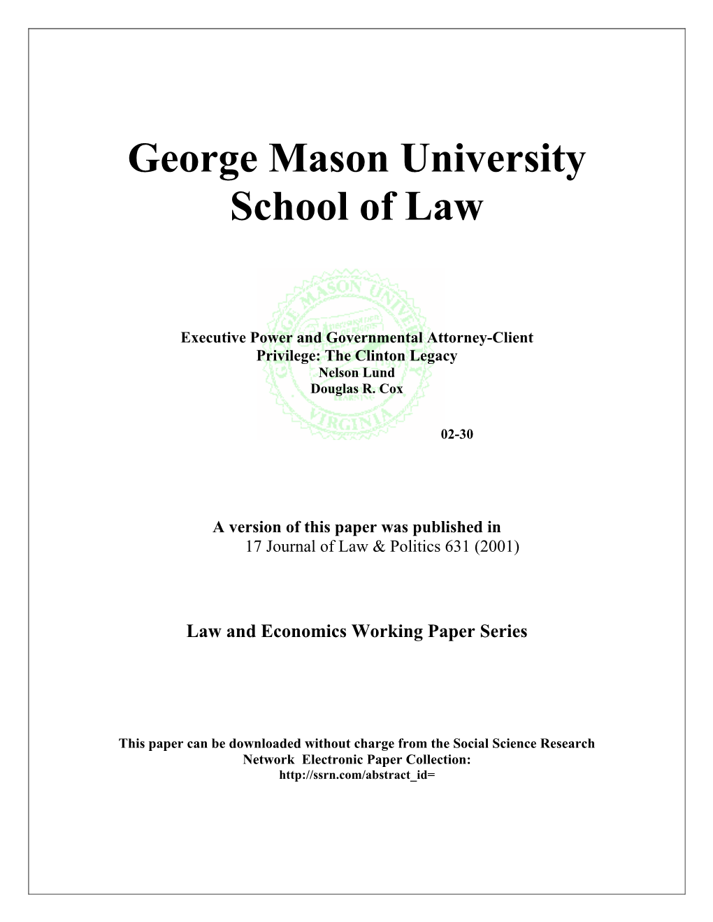 George Mason University School of Law