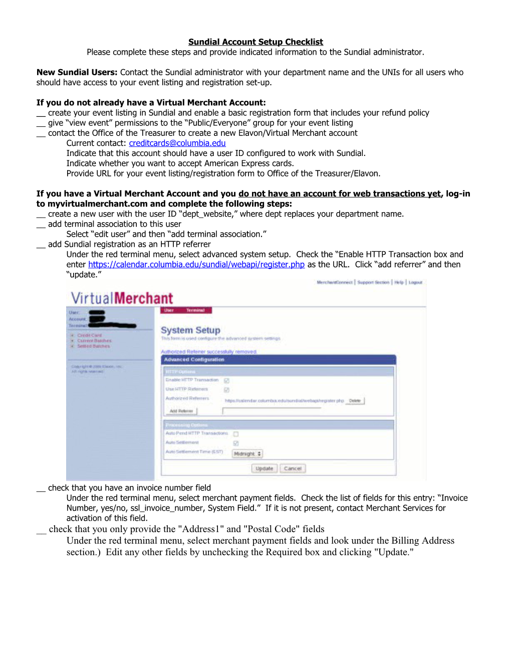 Sundial Account Set-Up Checklist