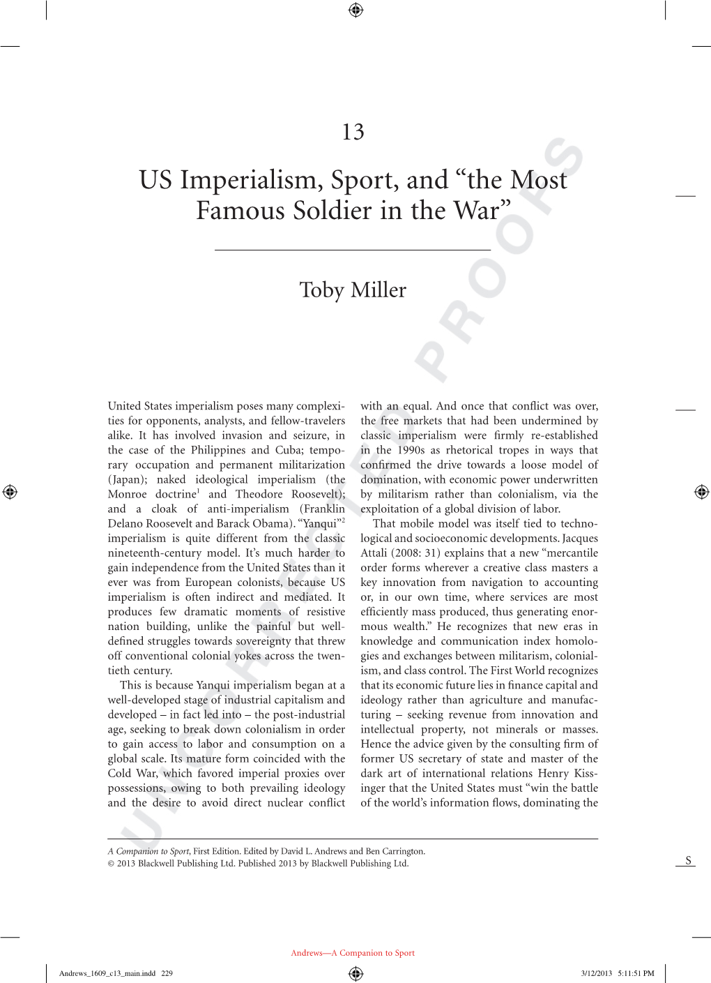 US Imperialism, Sport, and “The Most Famous Soldier in the War”