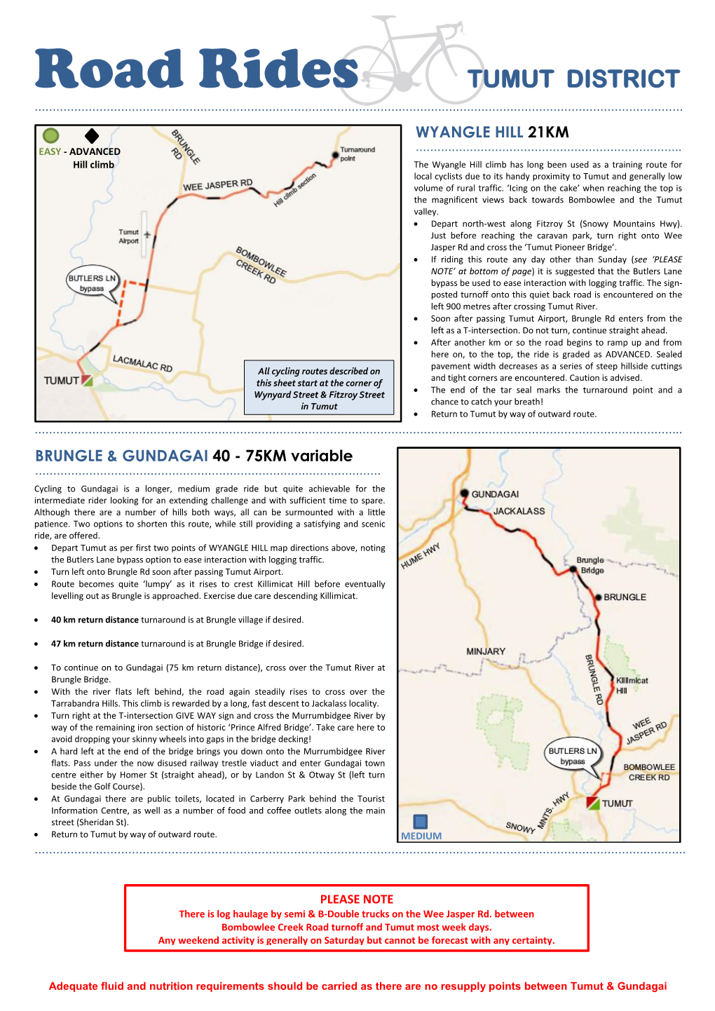 Road Rides TUMUT DISTRICT ………………………………………………………………………………………………………………………………………………………………