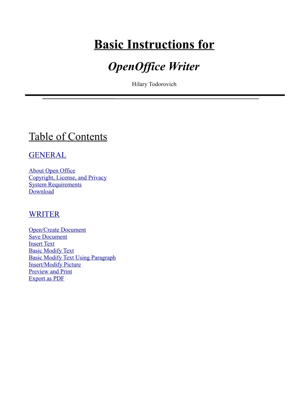 Basic Instructions for Openoffice Writer