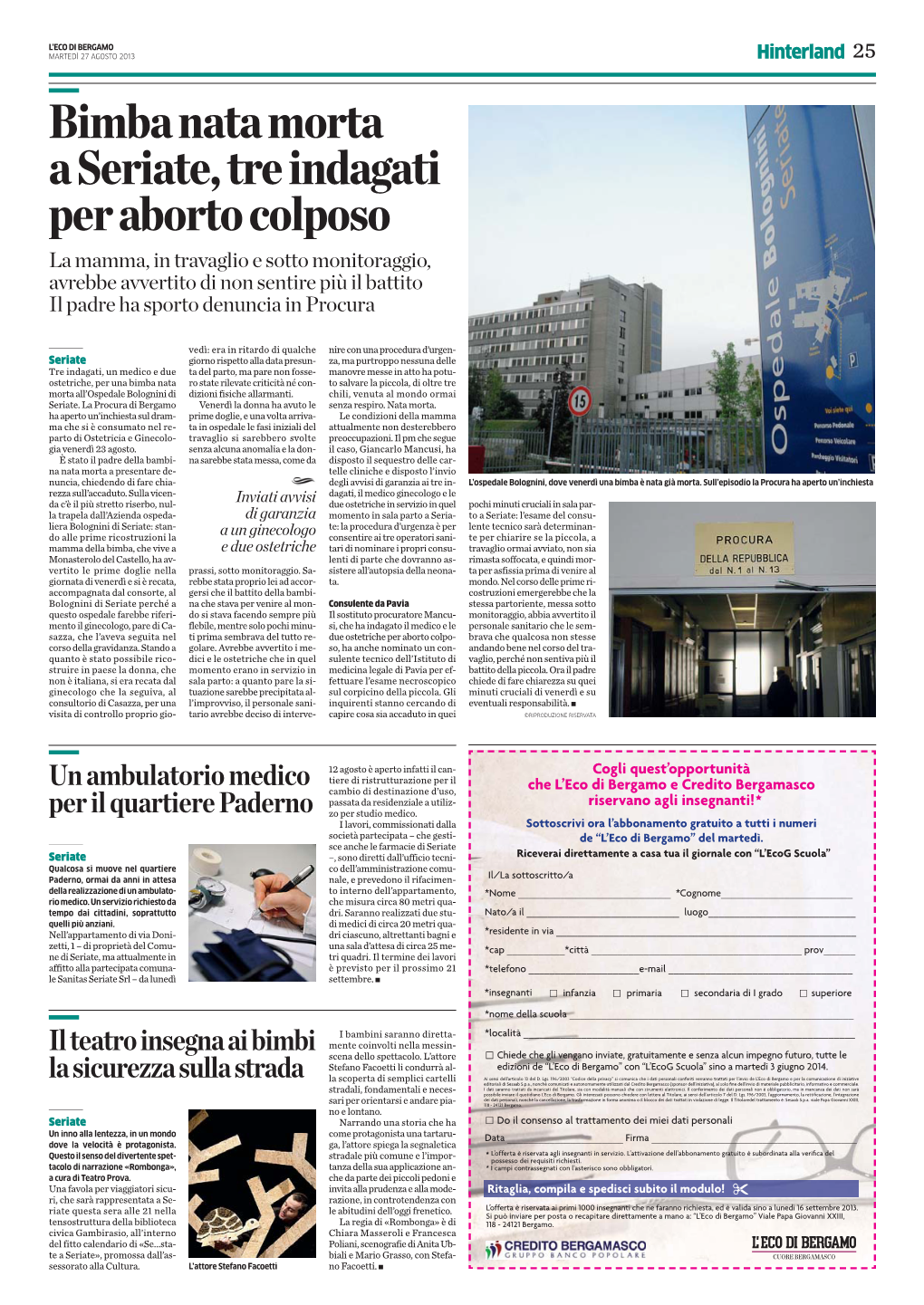 Bimba Nata Morta a Seriate, Tre Indagati Per Aborto Colposo