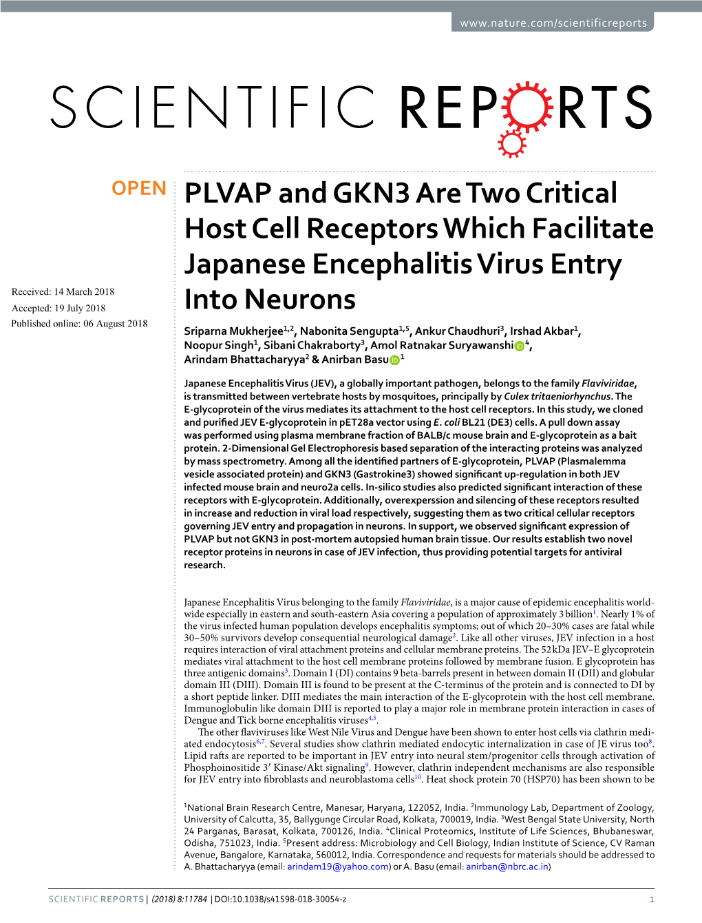 PLVAP and GKN3 Are Two Critical Host Cell Receptors Which Facilitate Japanese Encephalitis Virus Entry Into Neurons