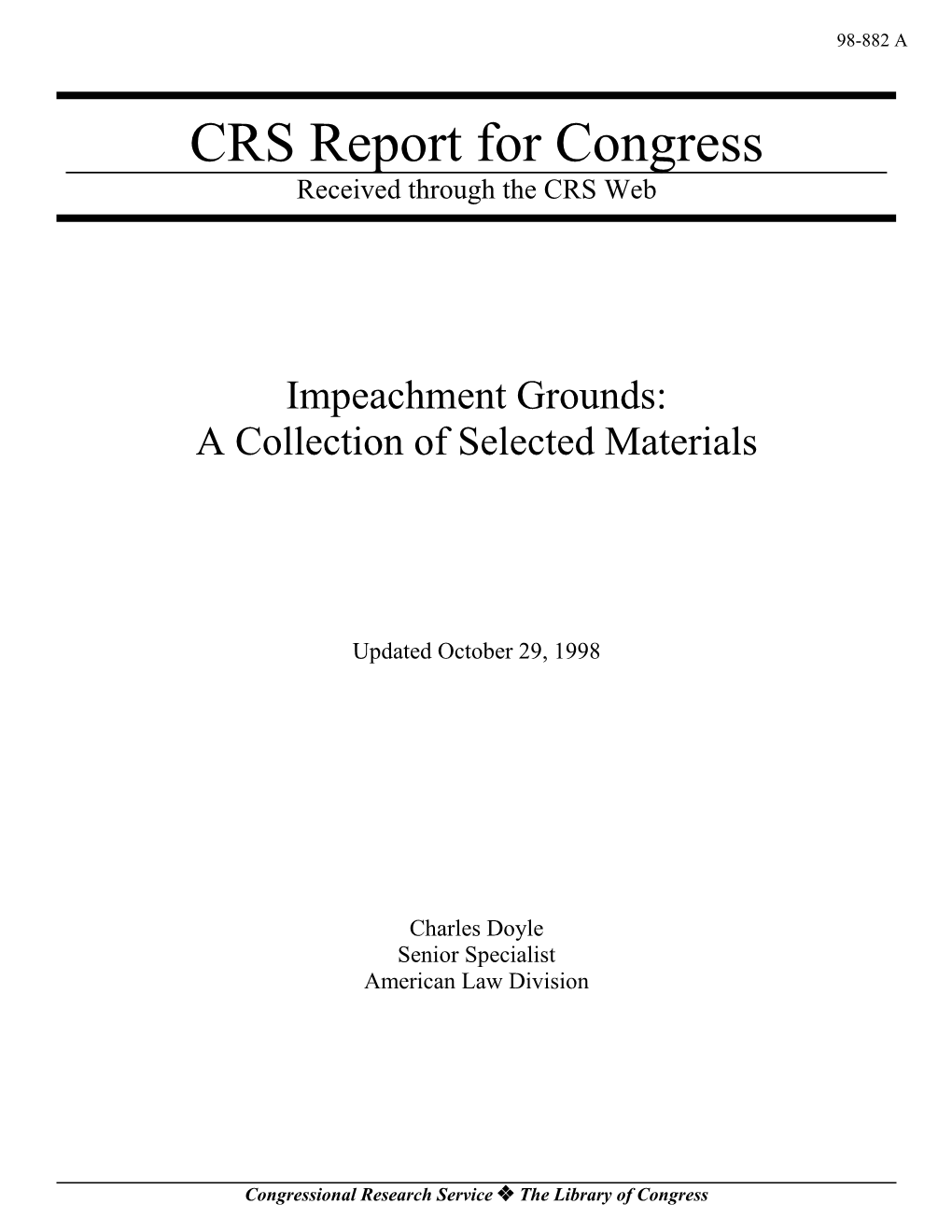 Impeachment Grounds: a Collection of Selected Materials