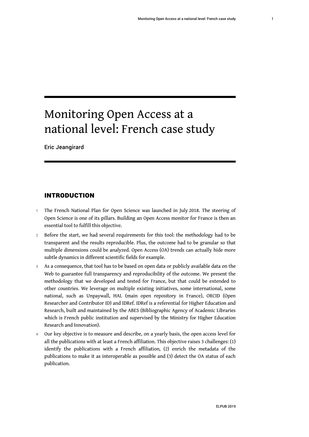 Monitoring Open Access at a National Level: French Case Study 1