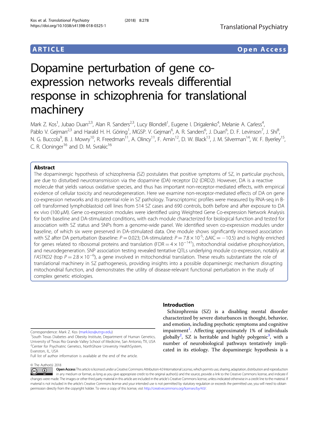 Dopamine Perturbation of Gene Co-Expression Networks Reveals