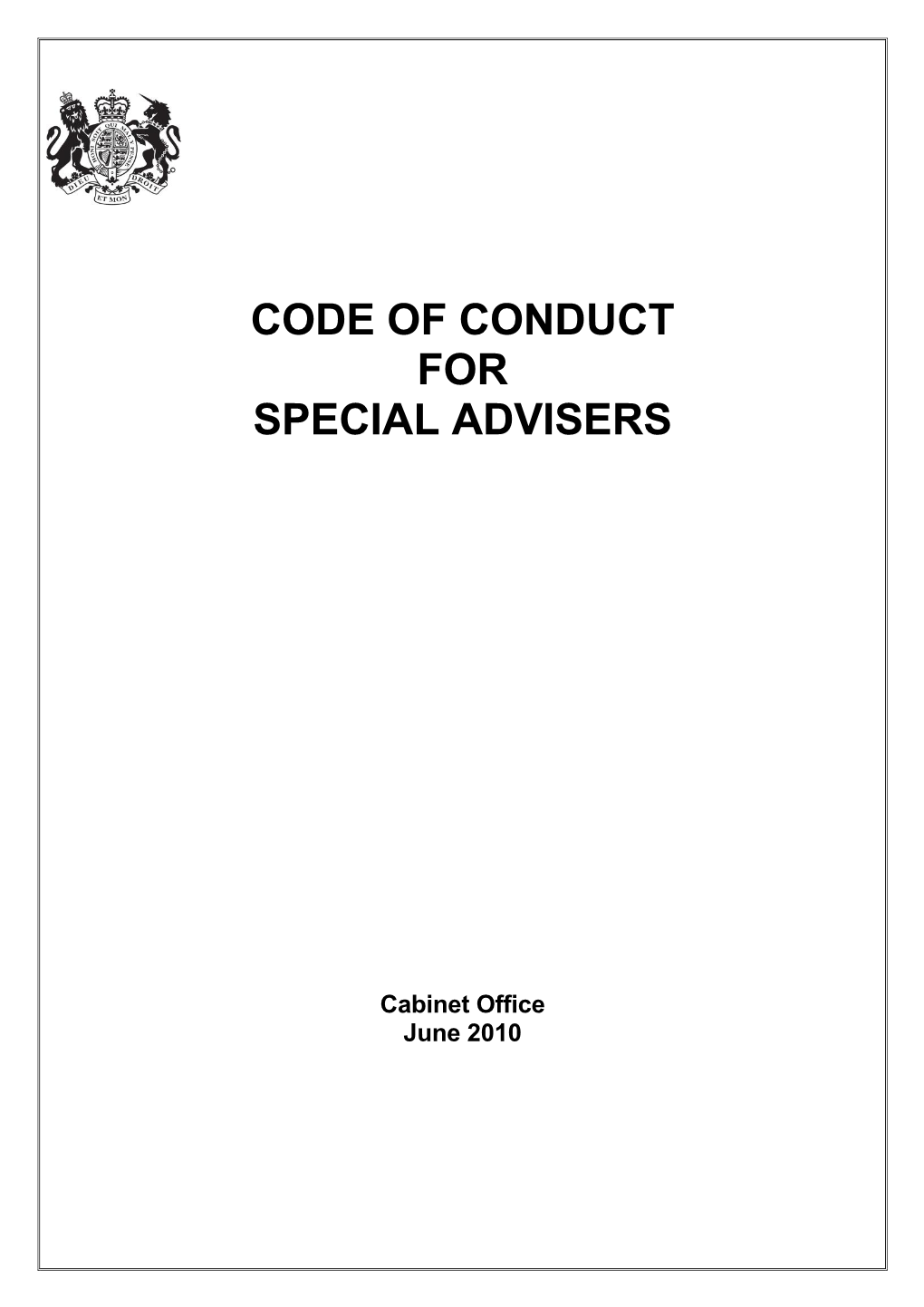 Code of Conduct for Special Advisers